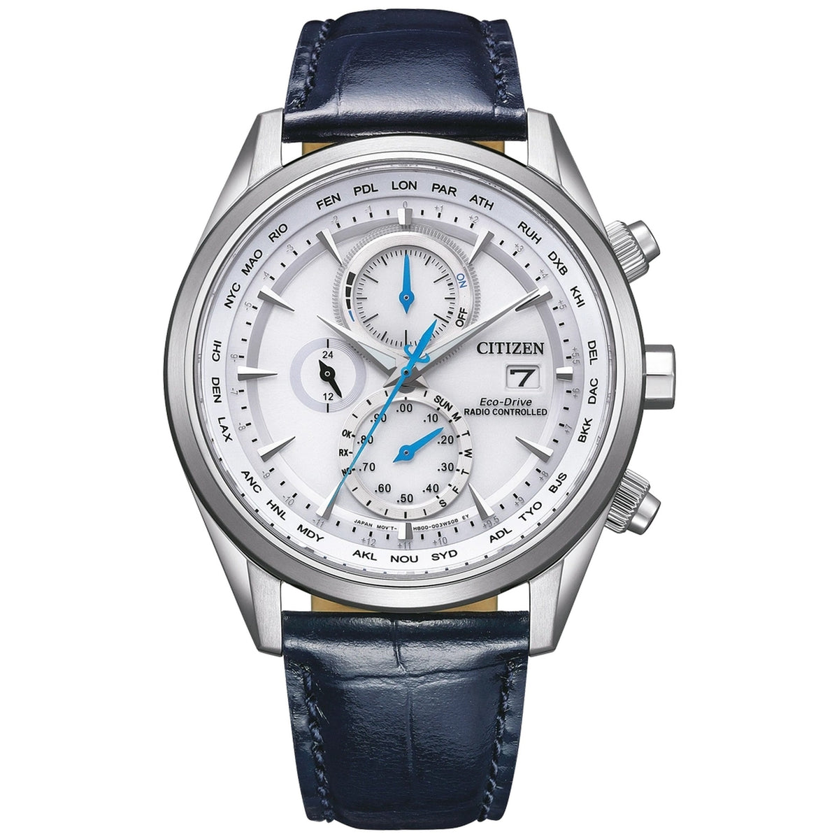 Montre Citizen AT8260-18A Chronographe Eco-Drive 43mm Cuir Blanc Homme
