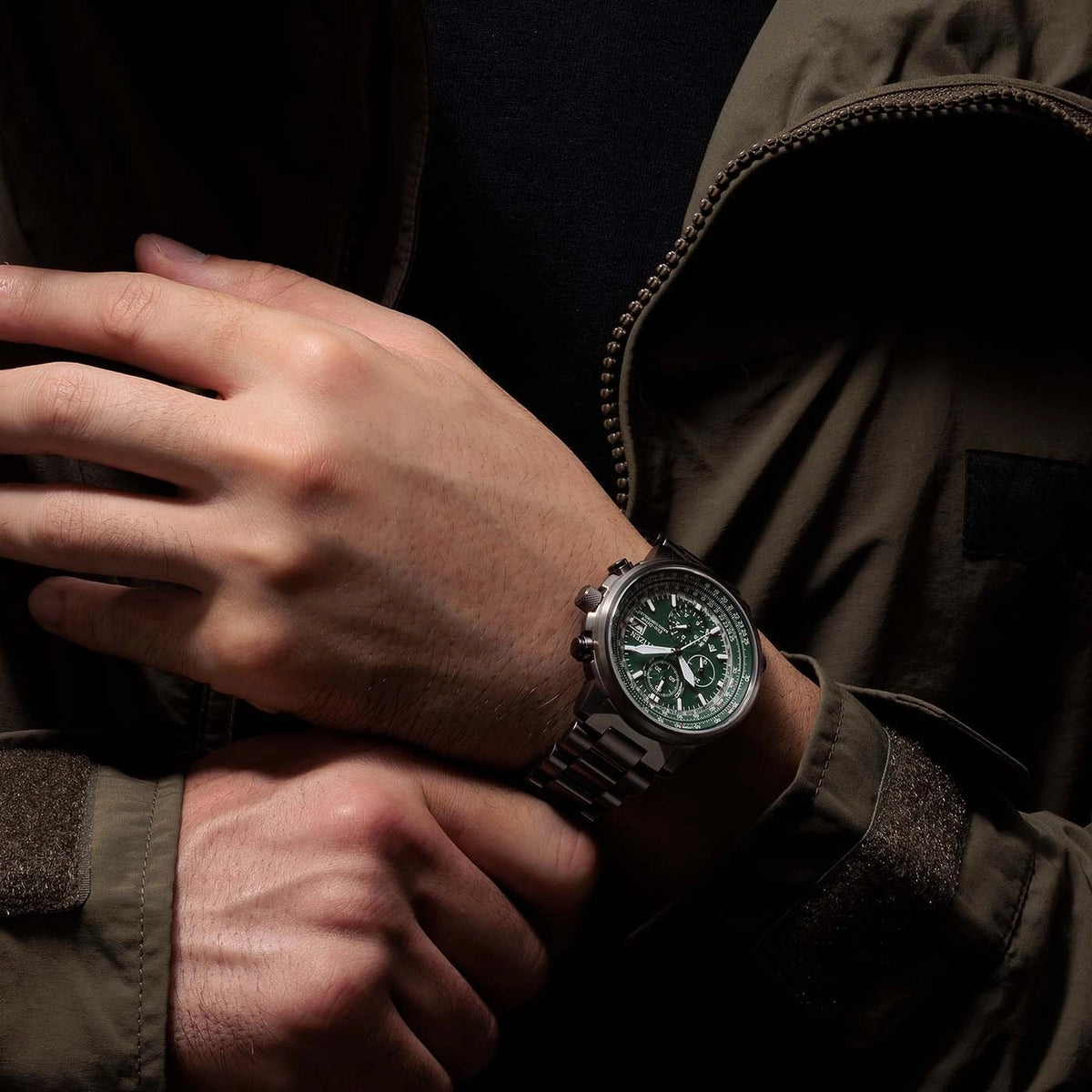 Montre Citizen AT8304-57W Sky Chronographe Eco-Drive 41mm Vert Homme