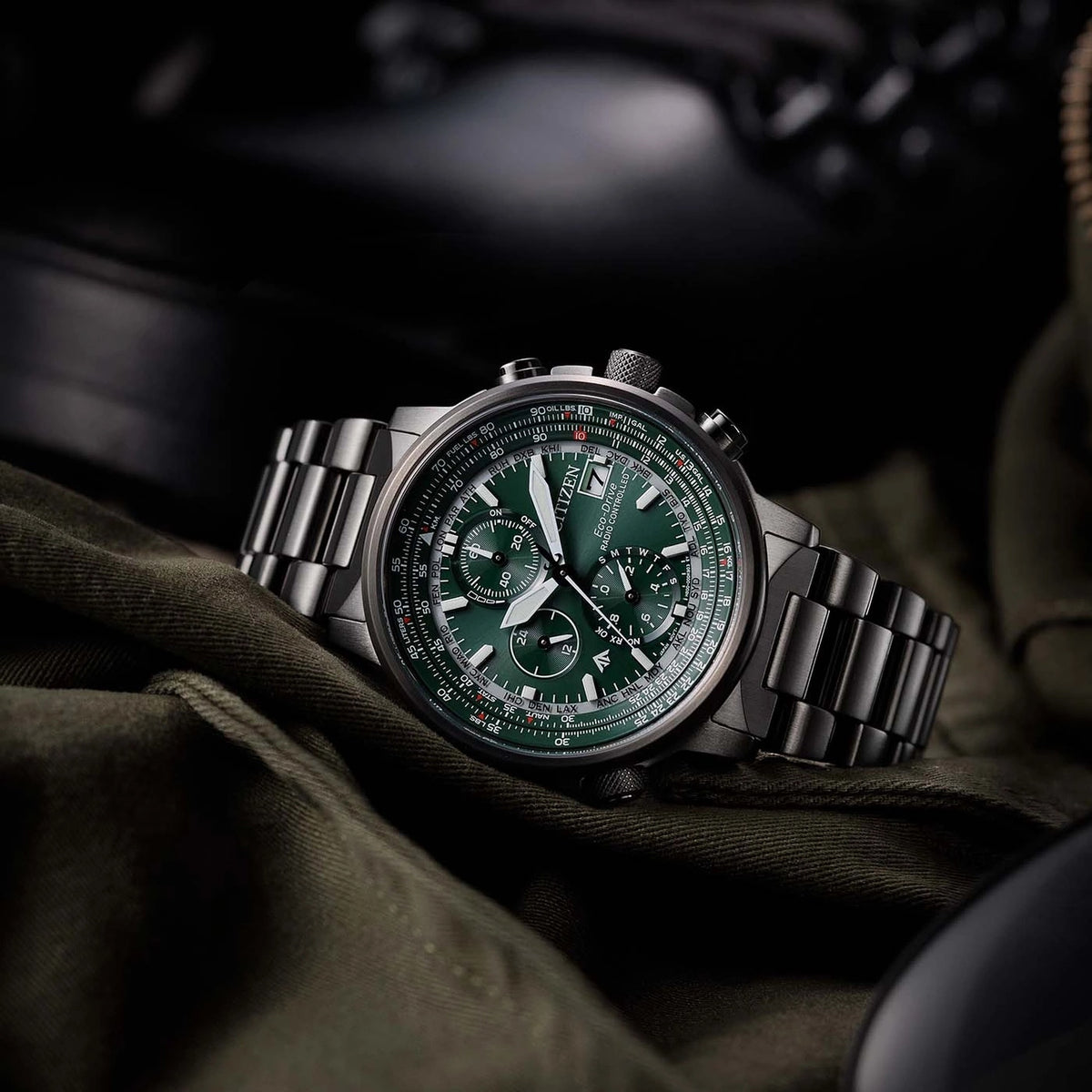 Relógio Citizen AT8304-57W Sky Cronógrafo Eco-Drive 41mm Verde Homem