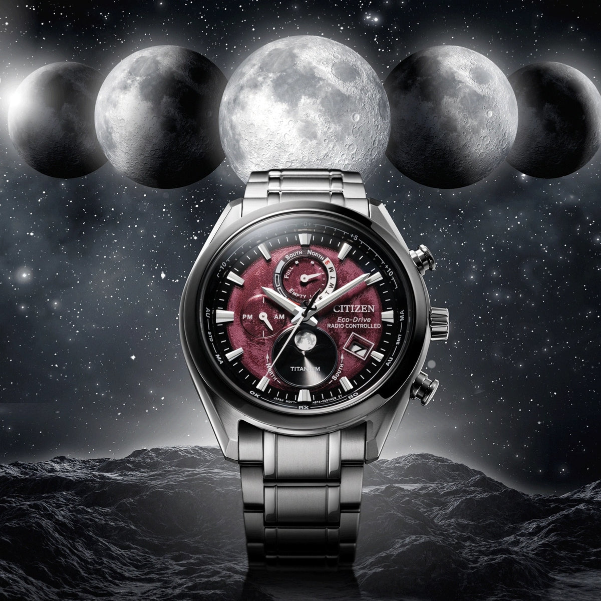 Relógio Citizen BY1018-80X Eco-Drive 43mm Super Titanium Vermelho Homem