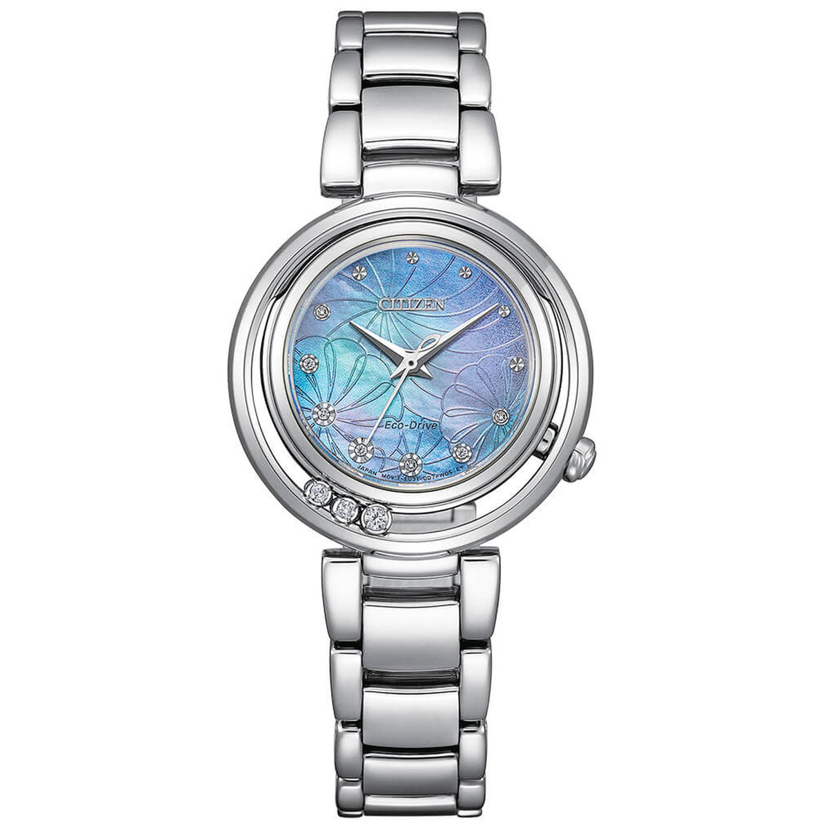 Citizen EM1110-81N Eco-Drive Damenuhr mit Diamanten, 29,8 mm, Perlmutt