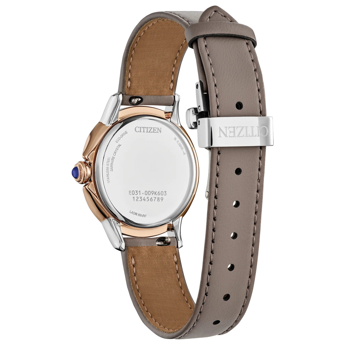 Citizen EM1166-01Z Eco-Drive Damenarmbanduhr 30,25 mm beiges Leder