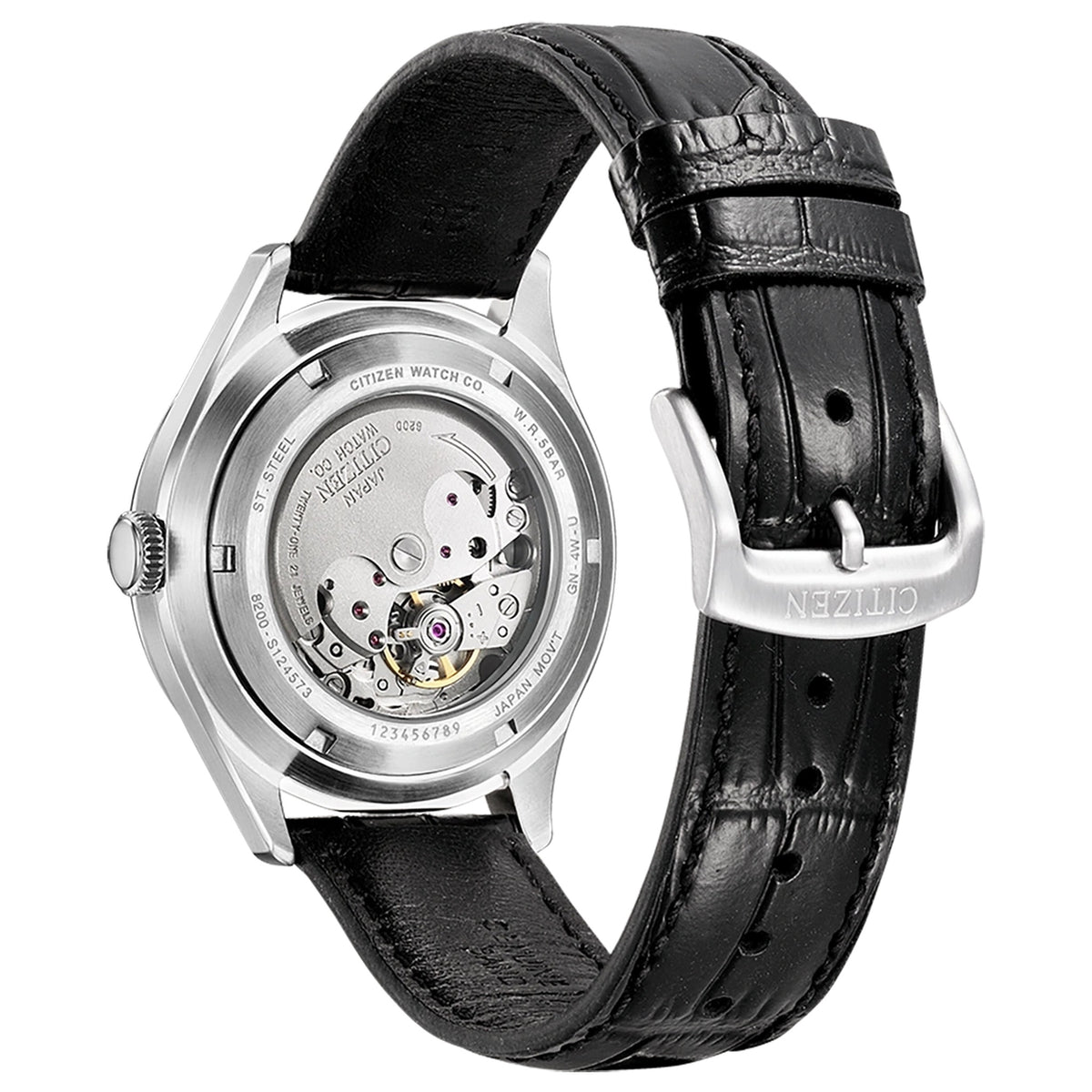 Citizen NH8390-20LE automatisch horloge 40,2 mm blauw leer voor heren