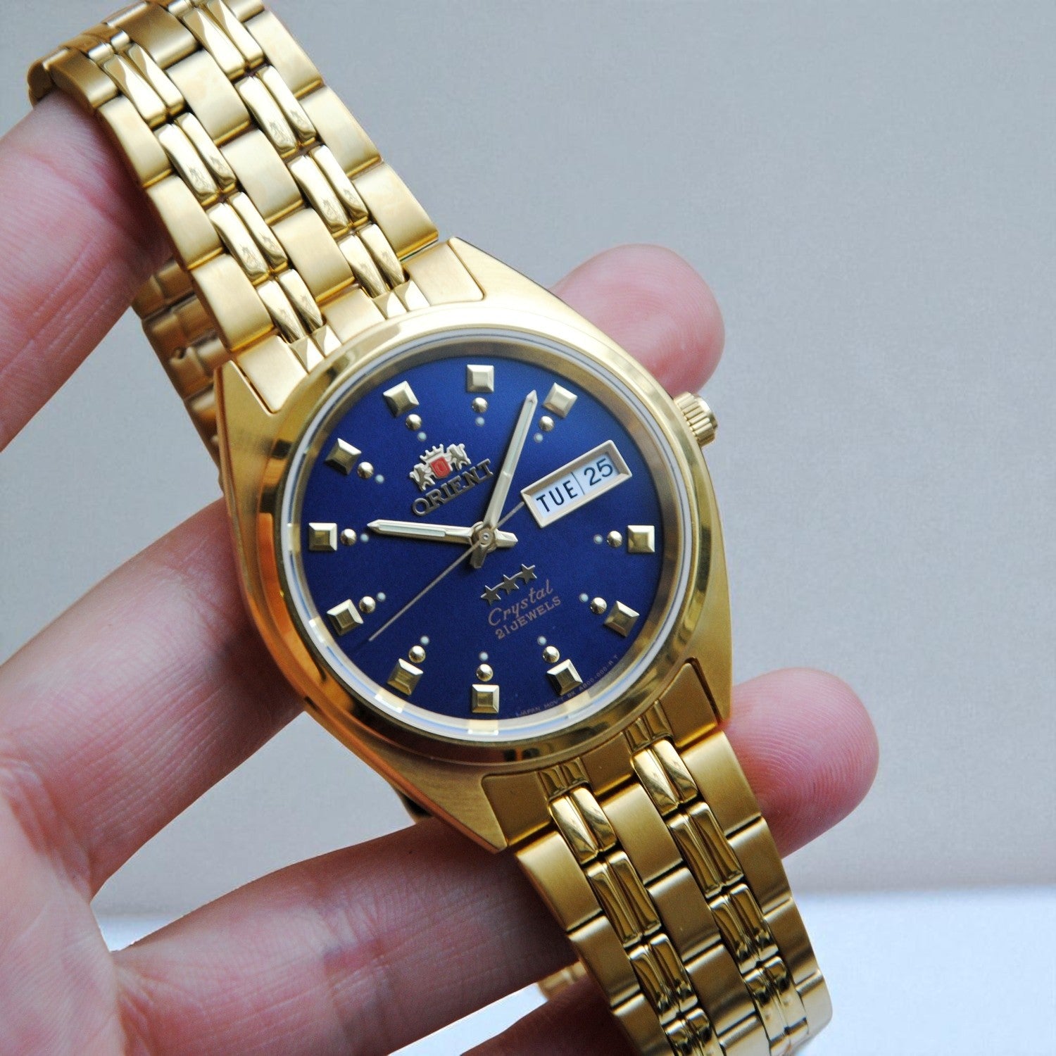 Orient 3 Star FAB00001D9 Automatic Gold Blue Watch