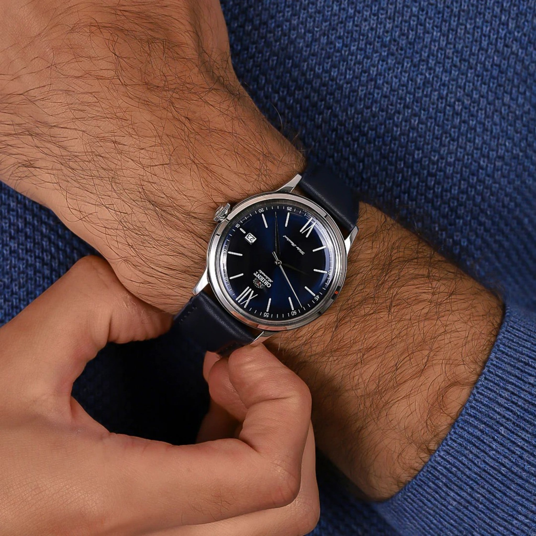 Orient Bambino V6 RA-AC0021L30B Automatic Blue Leather Watch