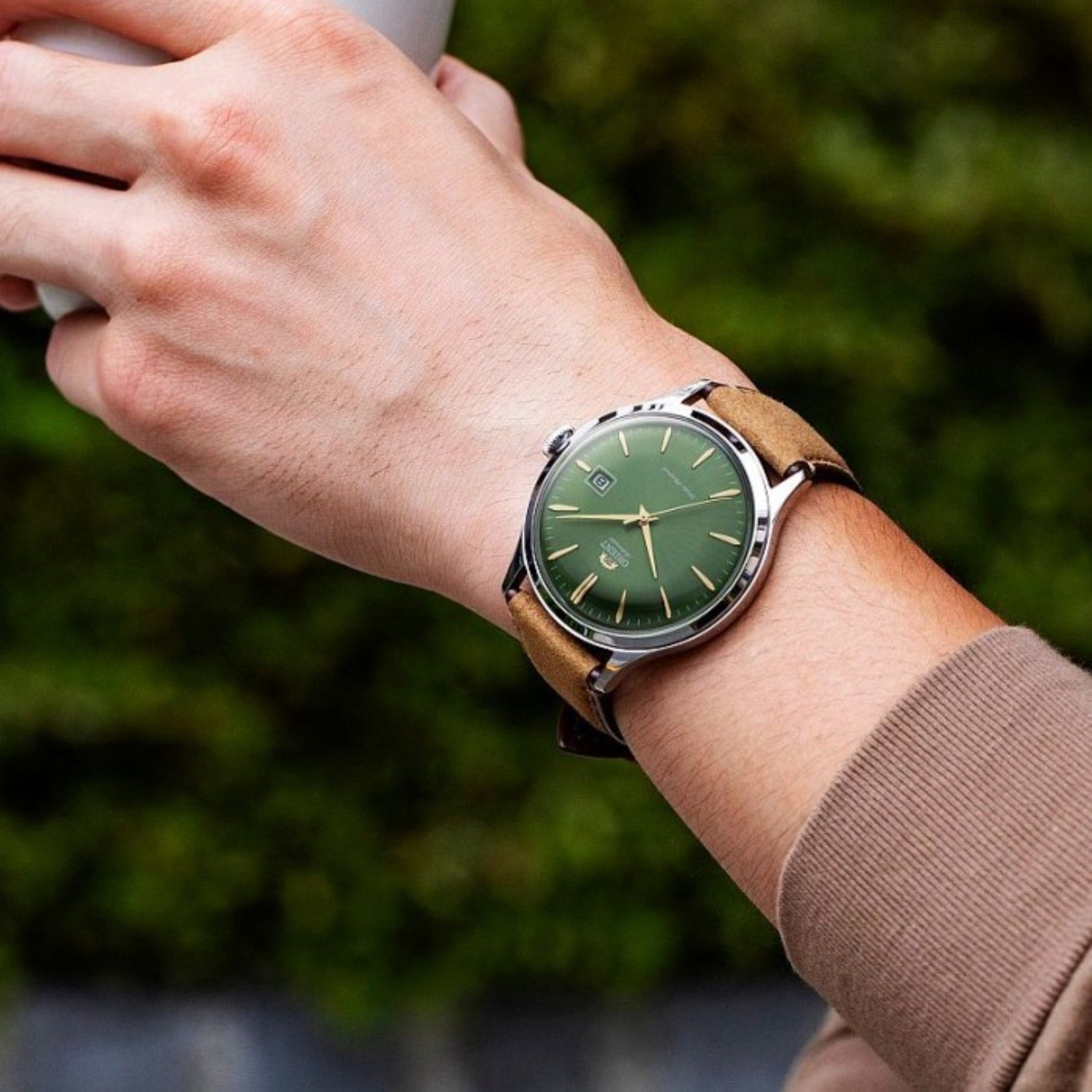 Orient Bambino V4 RA-AC0P01E10B Automatic Green Leather Watch