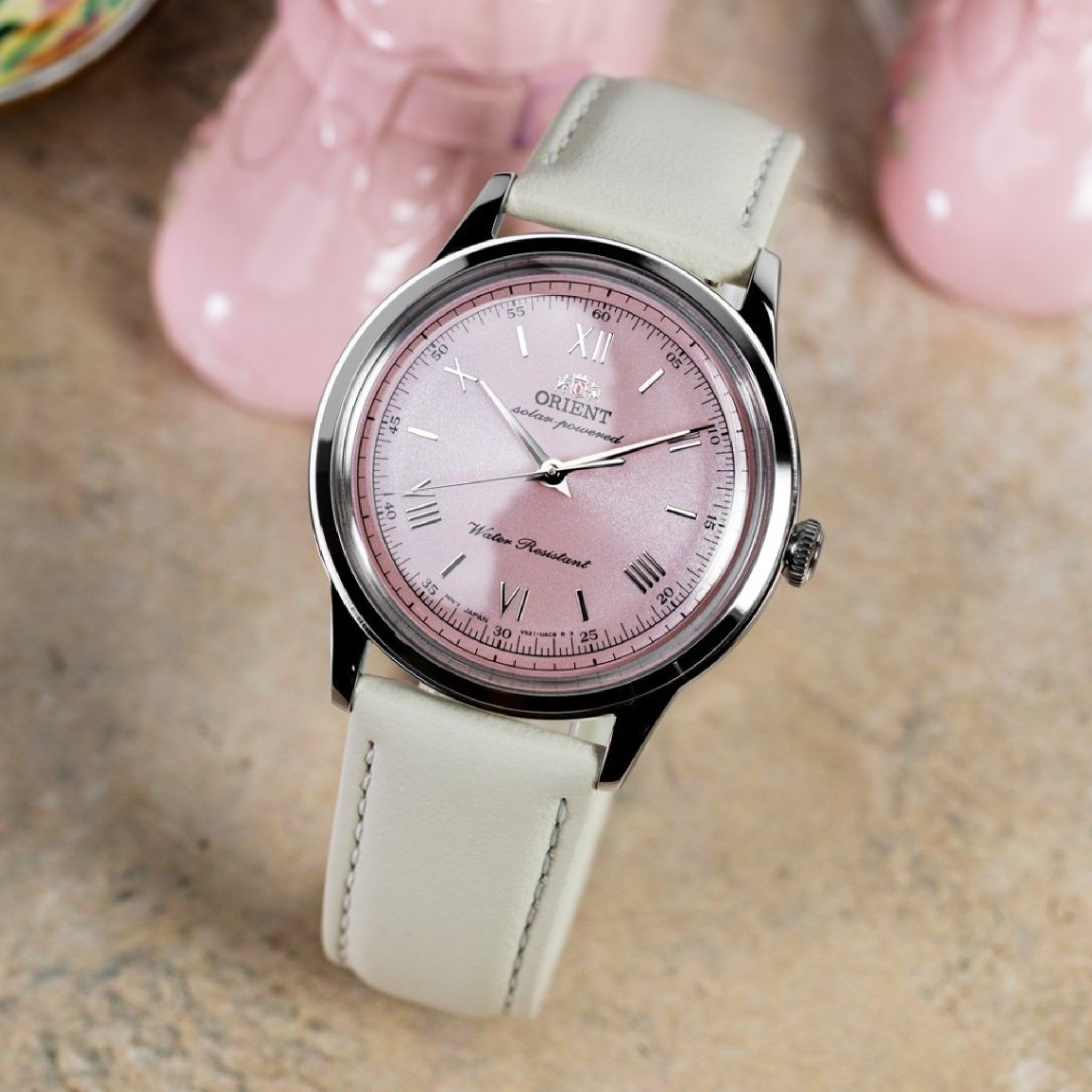Orient Bambino RA-WK0005P10B Quartz Solar Rose Leather Watch