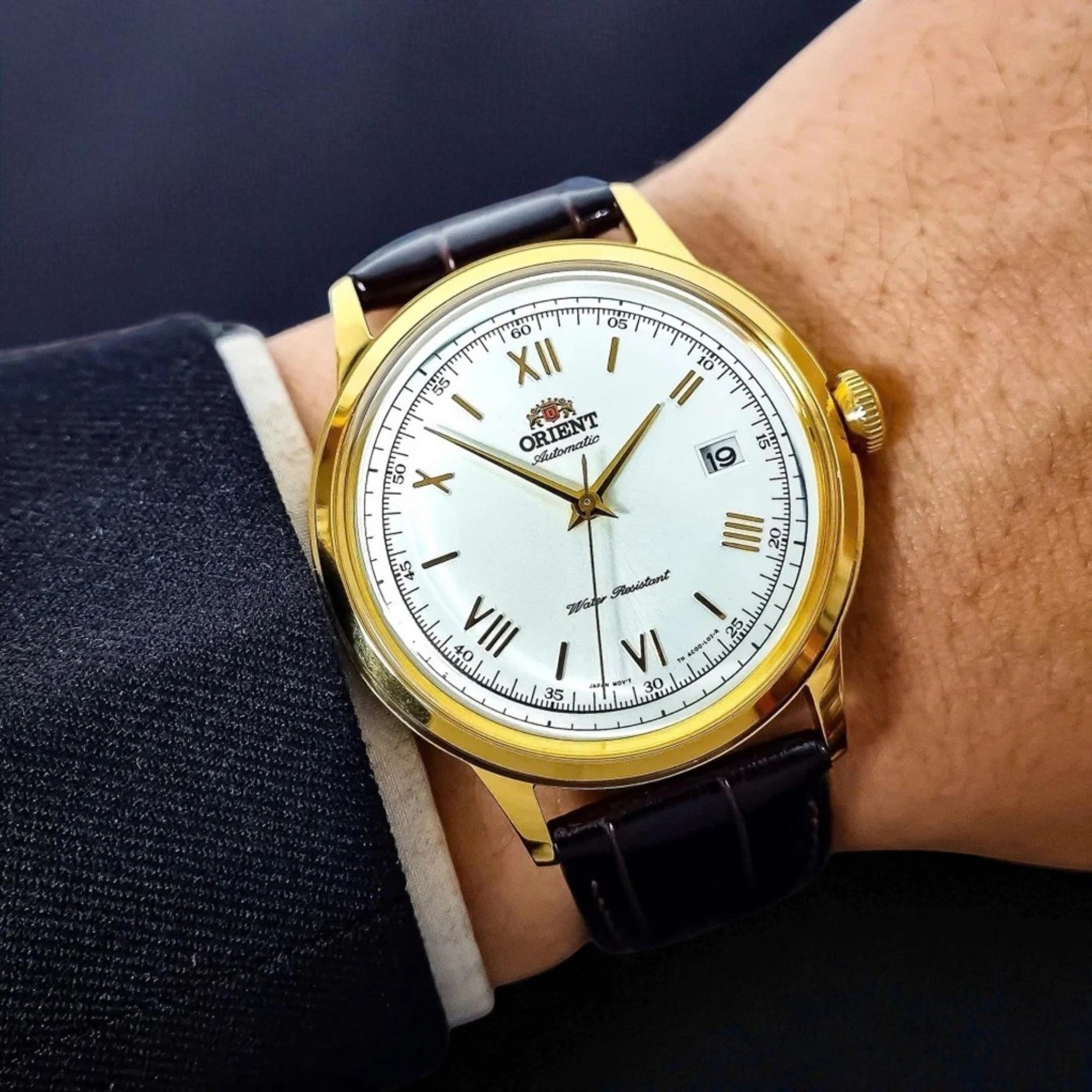 Orient Bambino V2 TAC00007W0 Automatic Gold White Leather Watch