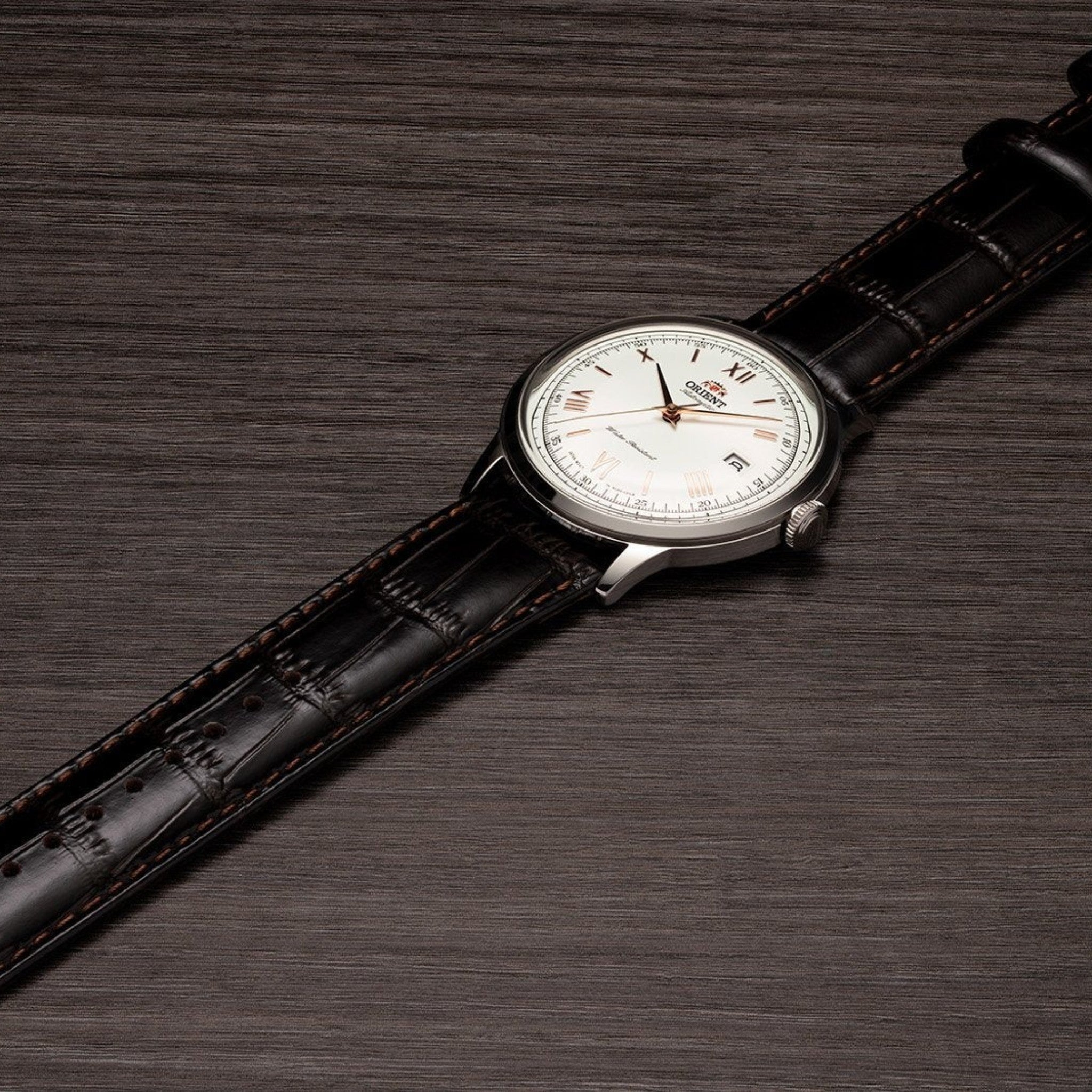 Orient Bambino V2 TAC00008W0 Automatic Silver White Leather Watch