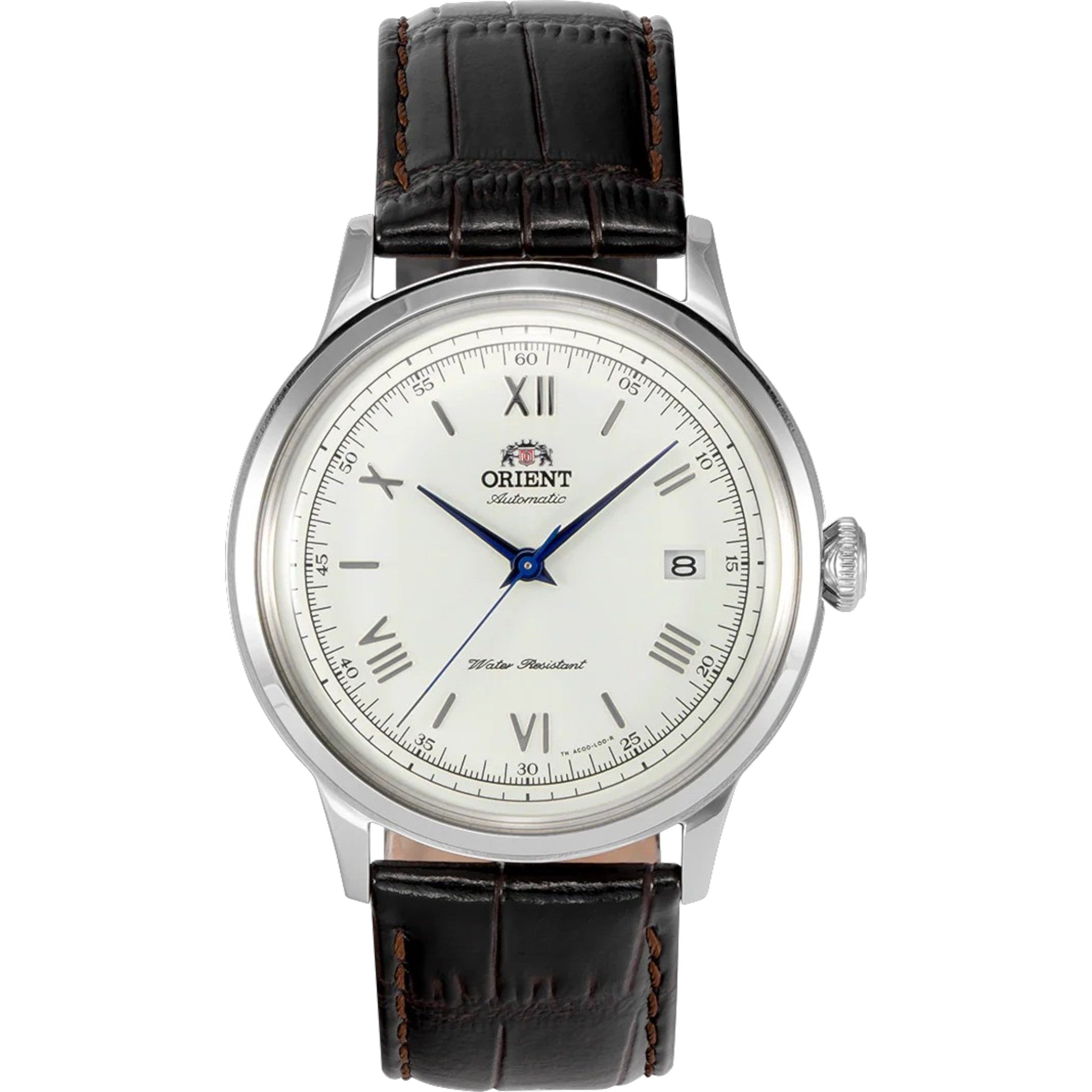 Orient Bambino V2 TAC00009W0 Automatic Silver White Leather Watch