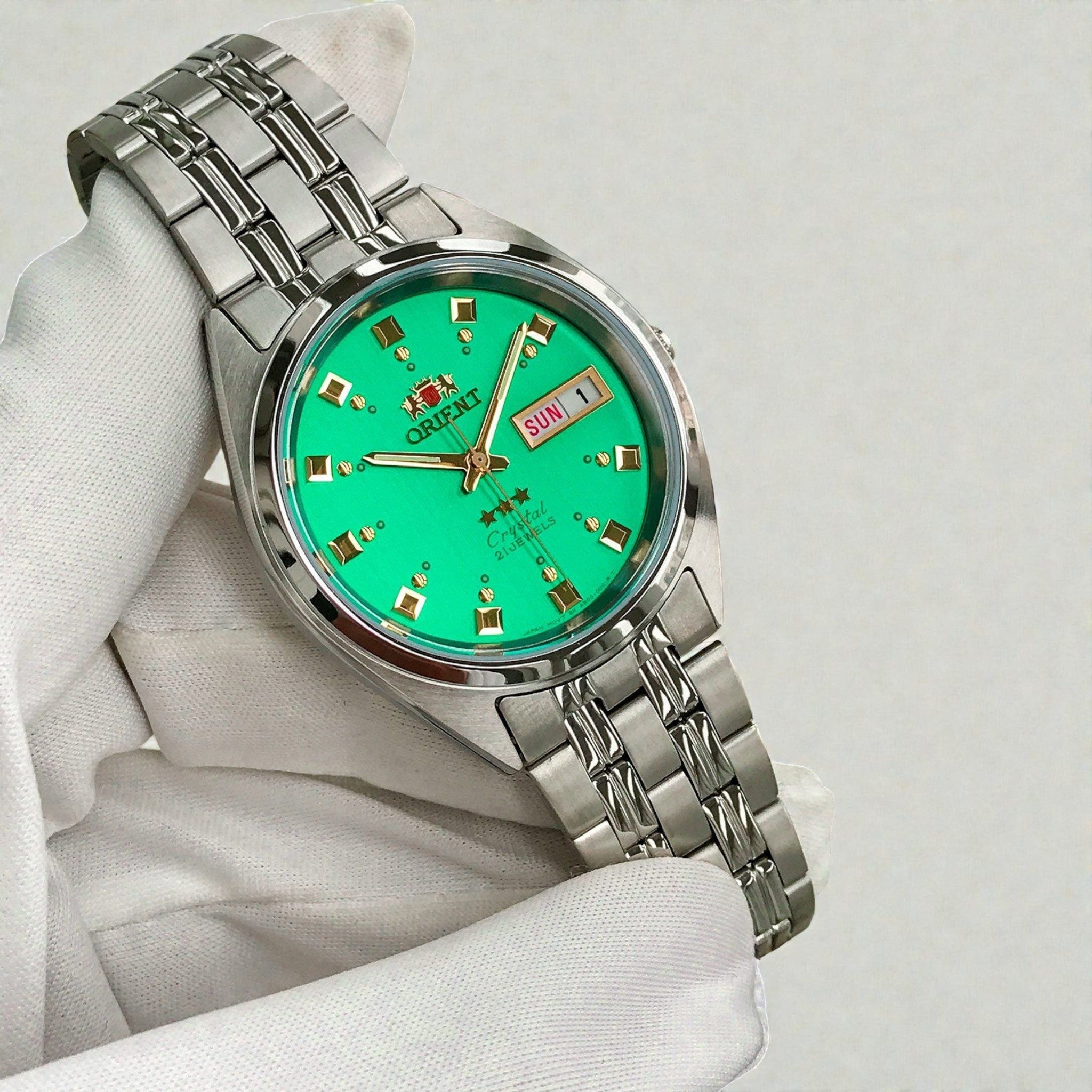 Orient 3 Star FAB00009N9 Automatic Silver Green Watch