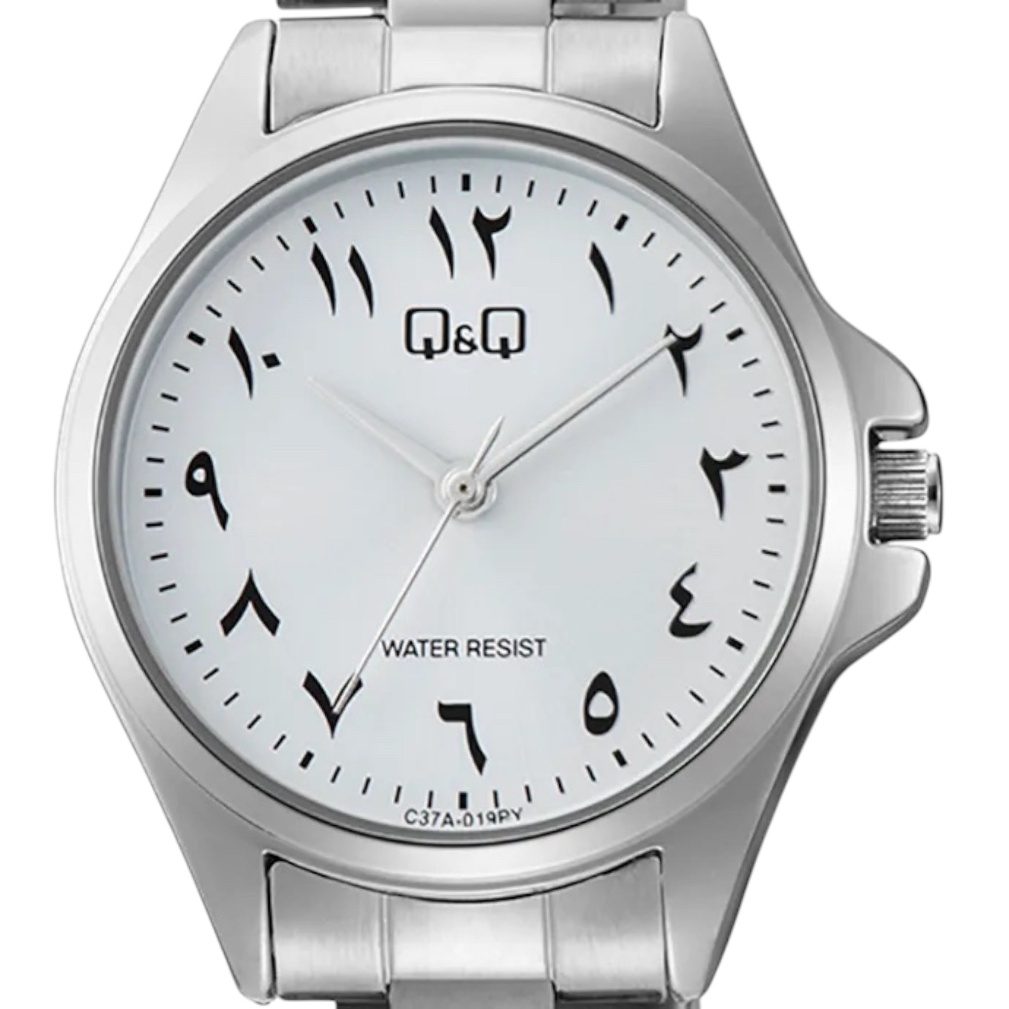 Q&Q C37A-019PY Damen-Armbanduhr, silberfarben, arabisches Zifferblatt