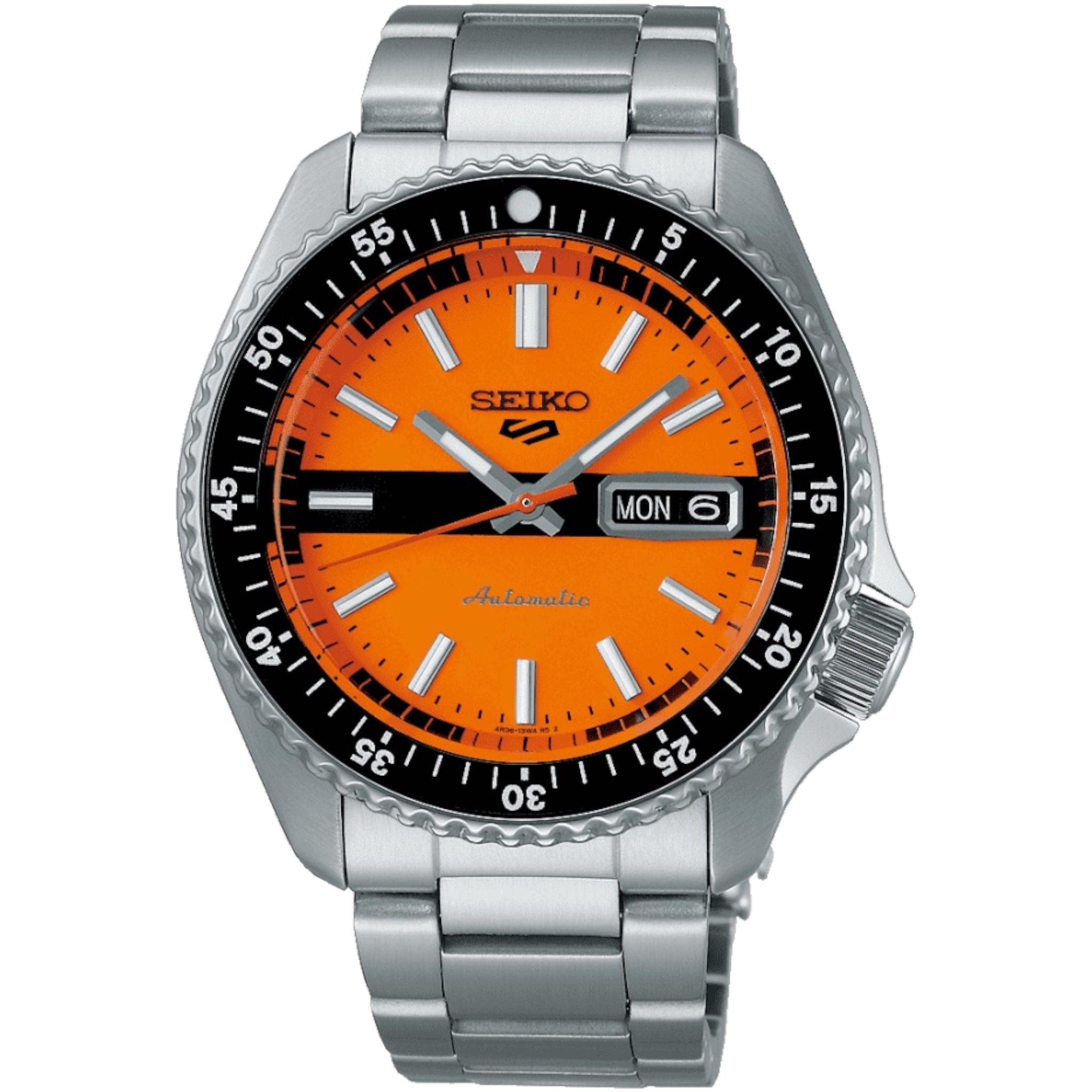 Montre Automatique Homme Seiko 5 Sports SRPK11K1 Édition Spéciale 55e Anniversaire Double Hurricane Noir Orange