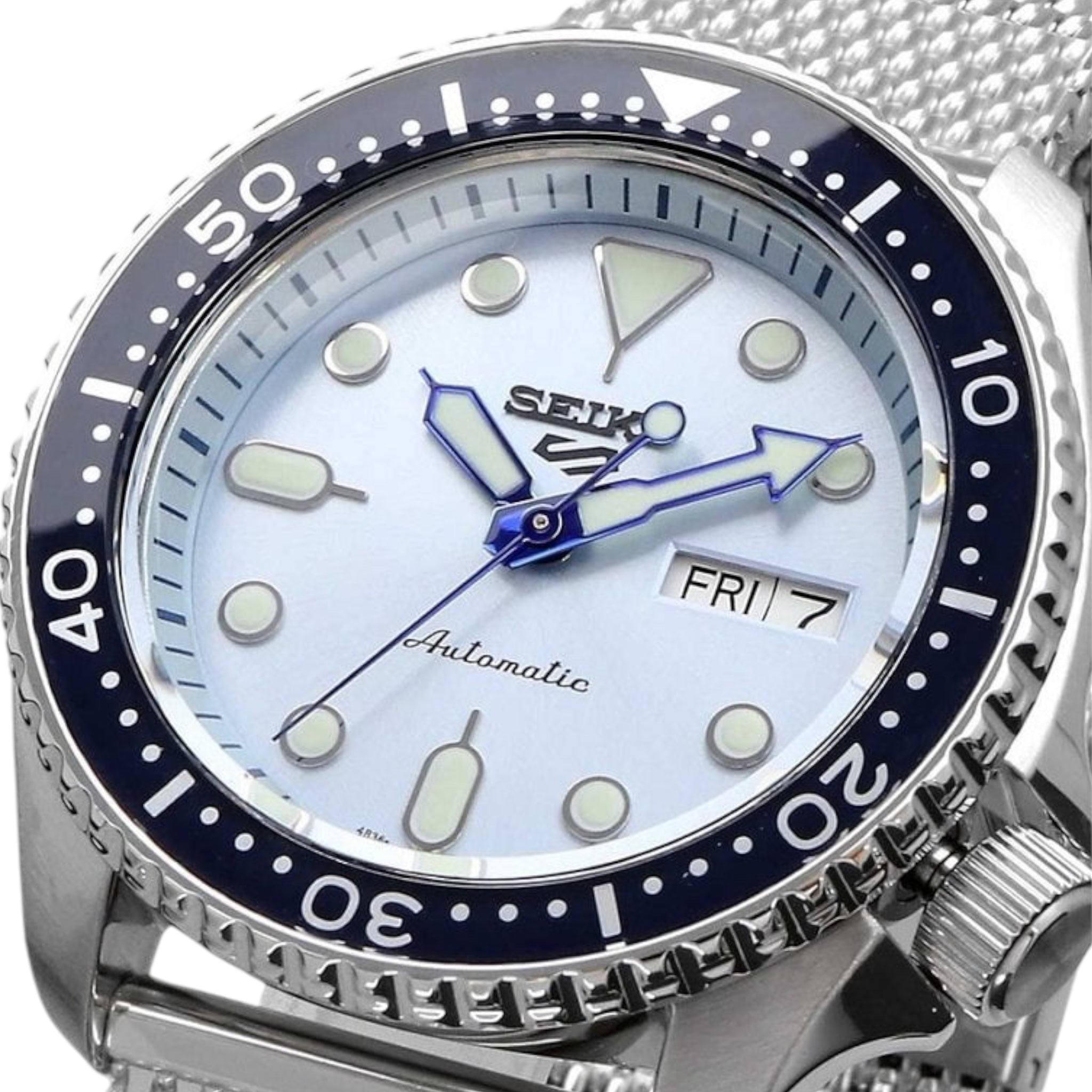 Montre Automatique Homme Seiko 5 Sports SRPE77K1 Bleu Bracelet Maille Acier