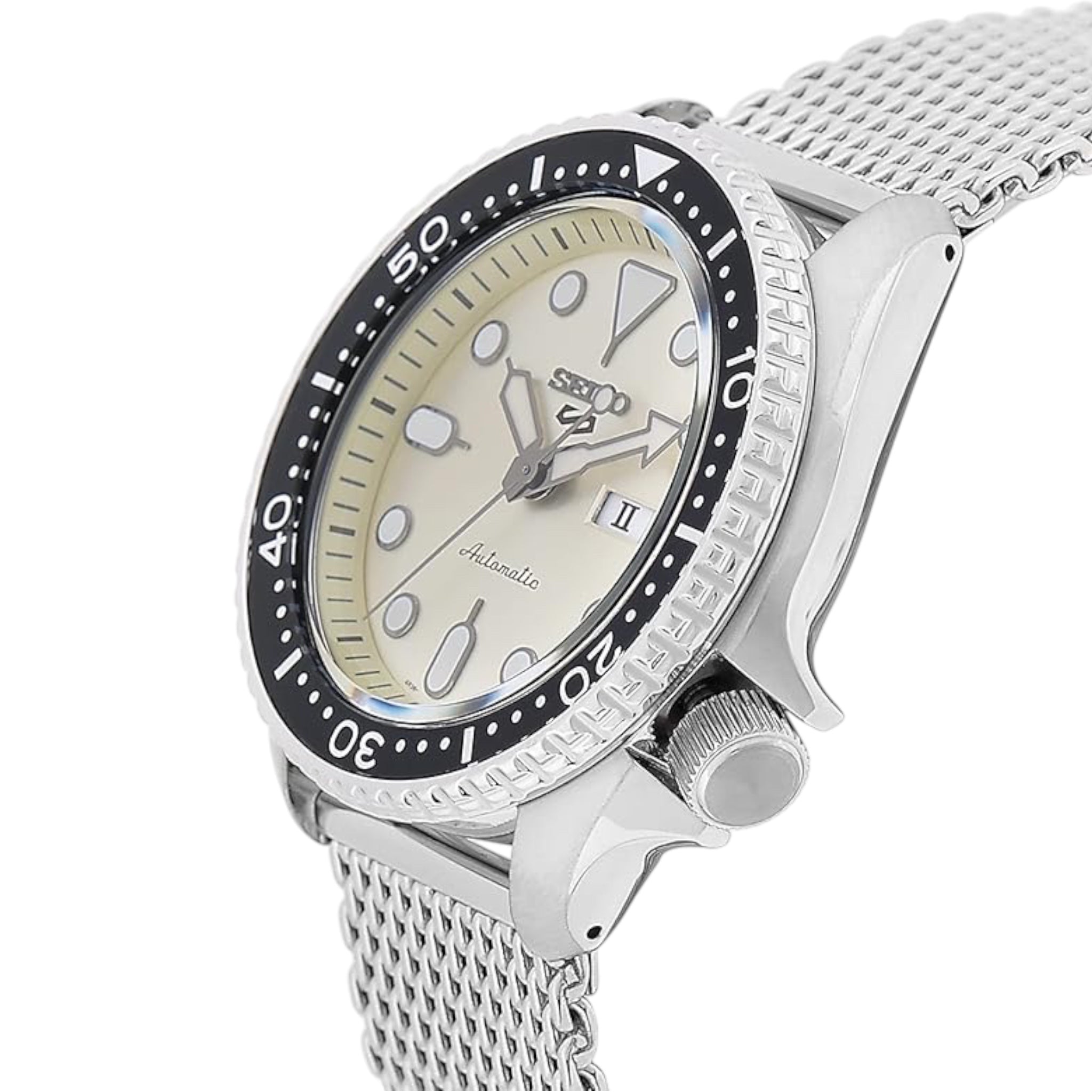 Montre Automatique Homme Seiko 5 Sports SRPE75K1 Champagne Bracelet Maille Acier