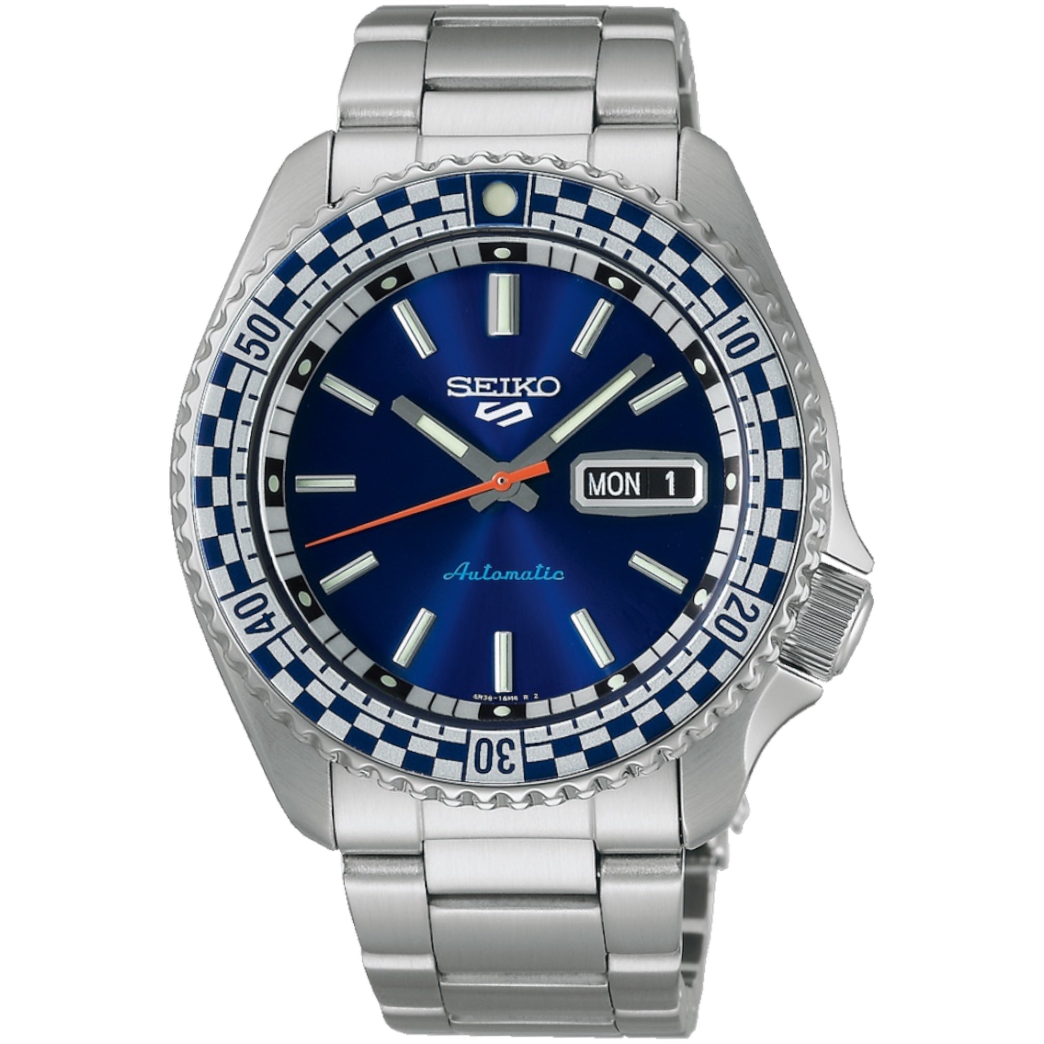 Montre Automatique Homme Seiko 5 Sports SRPK65K1 Édition Spéciale Checker Flag Bleu