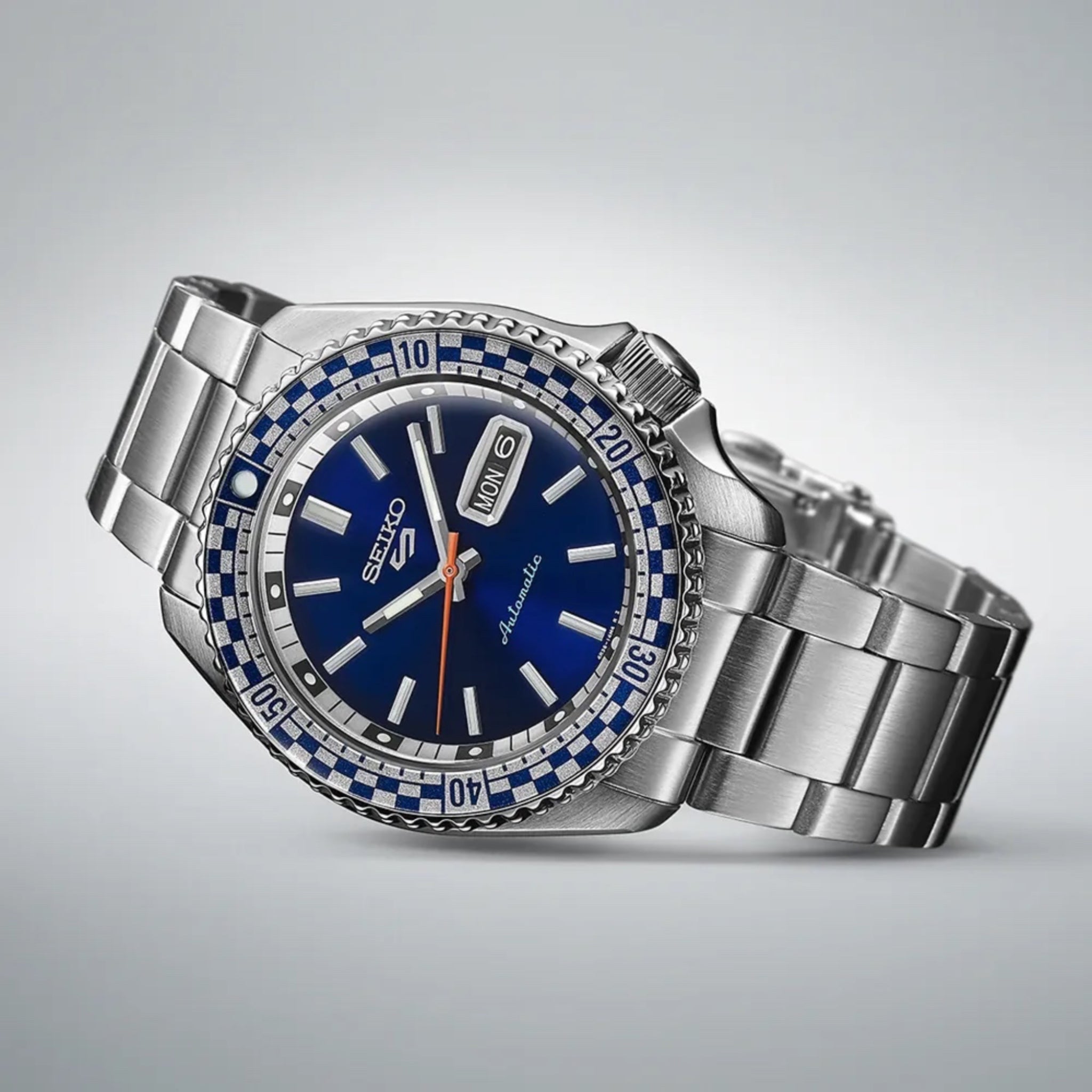Montre Automatique Homme Seiko 5 Sports SRPK65K1 Édition Spéciale Checker Flag Bleu