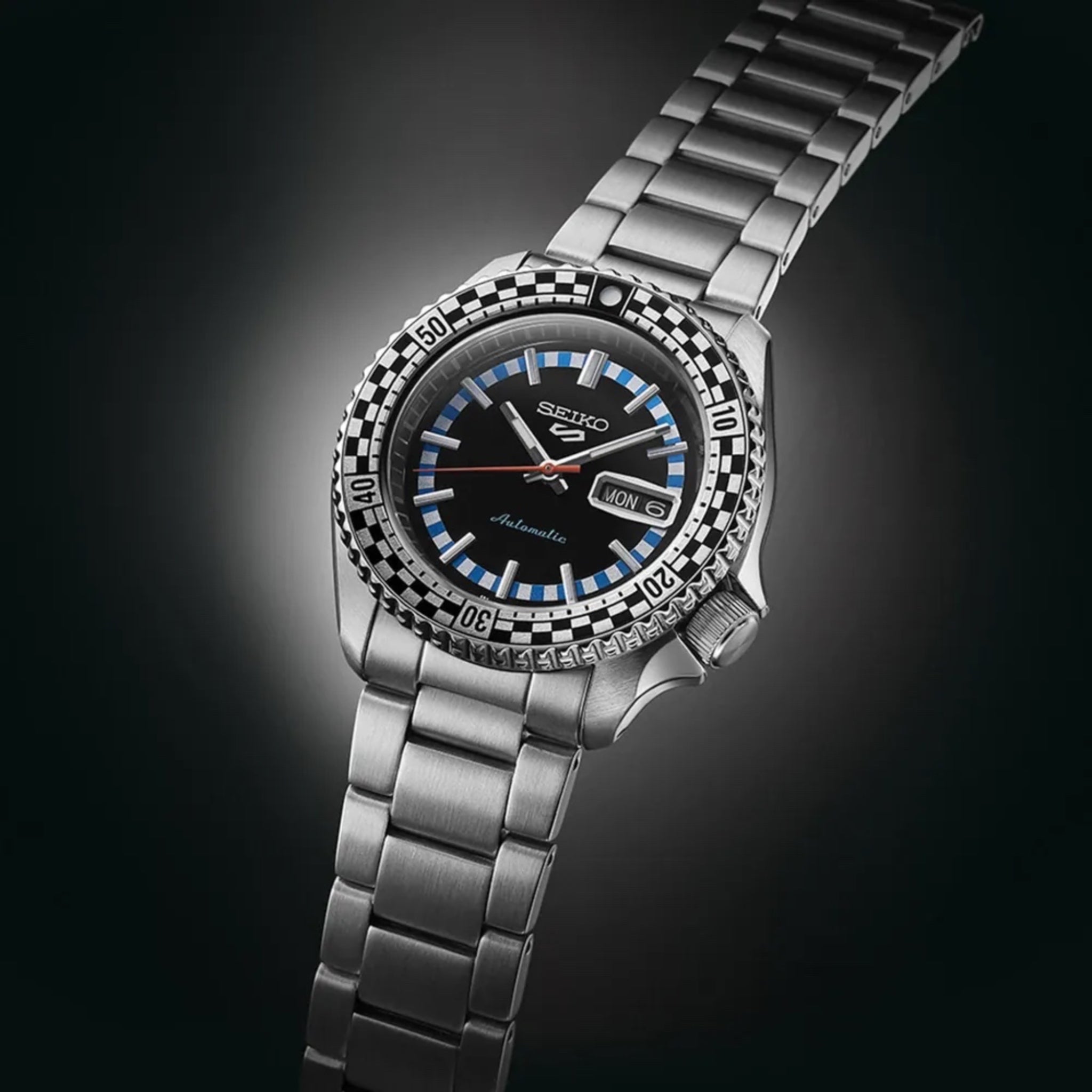 Montre Automatique Homme Seiko 5 Sports SRPK67K1 Édition Spéciale Checker Flag Noir