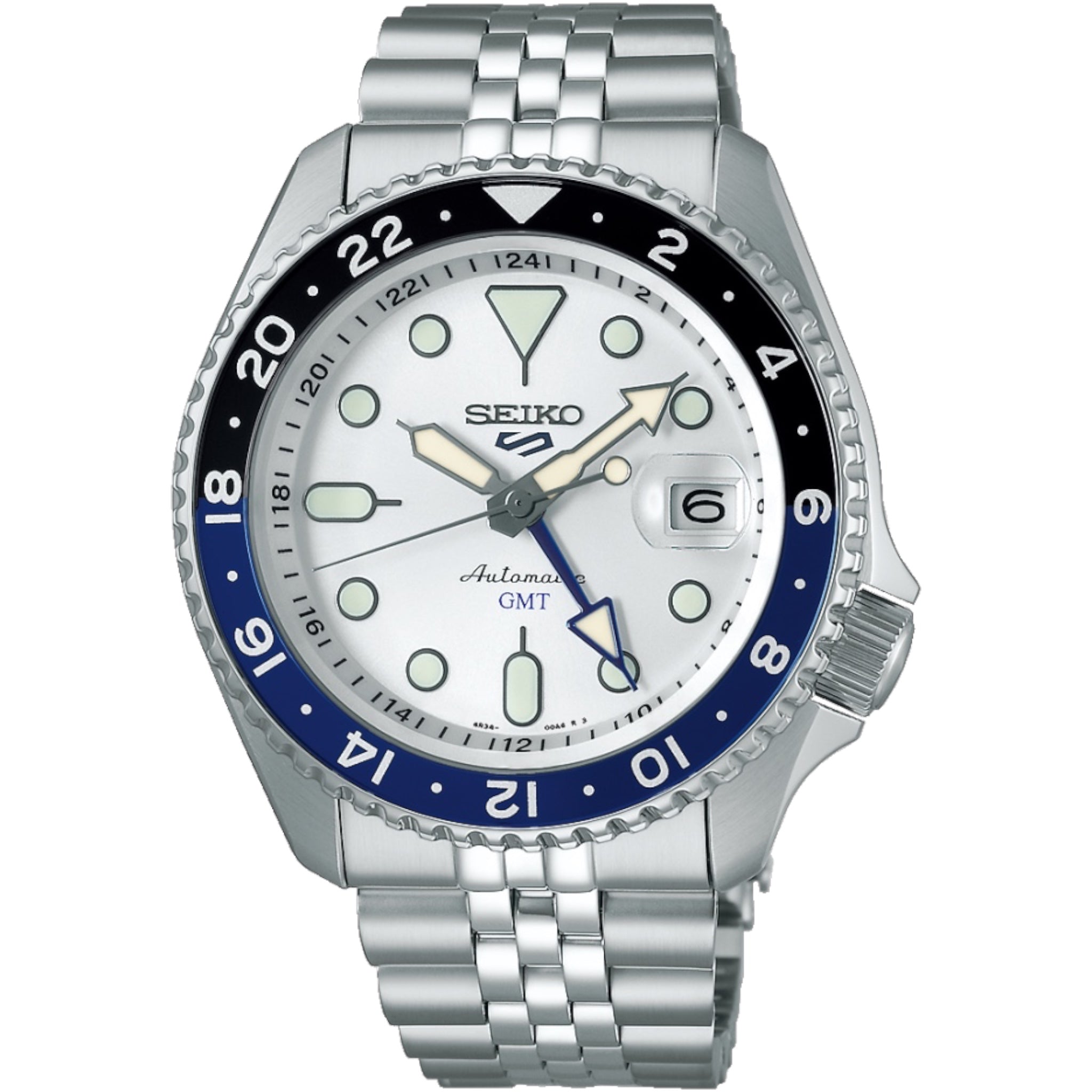 Seiko 5 Sports GMT SSK033K1 Weiße Herren-Automatikuhr mit Stahlarmband