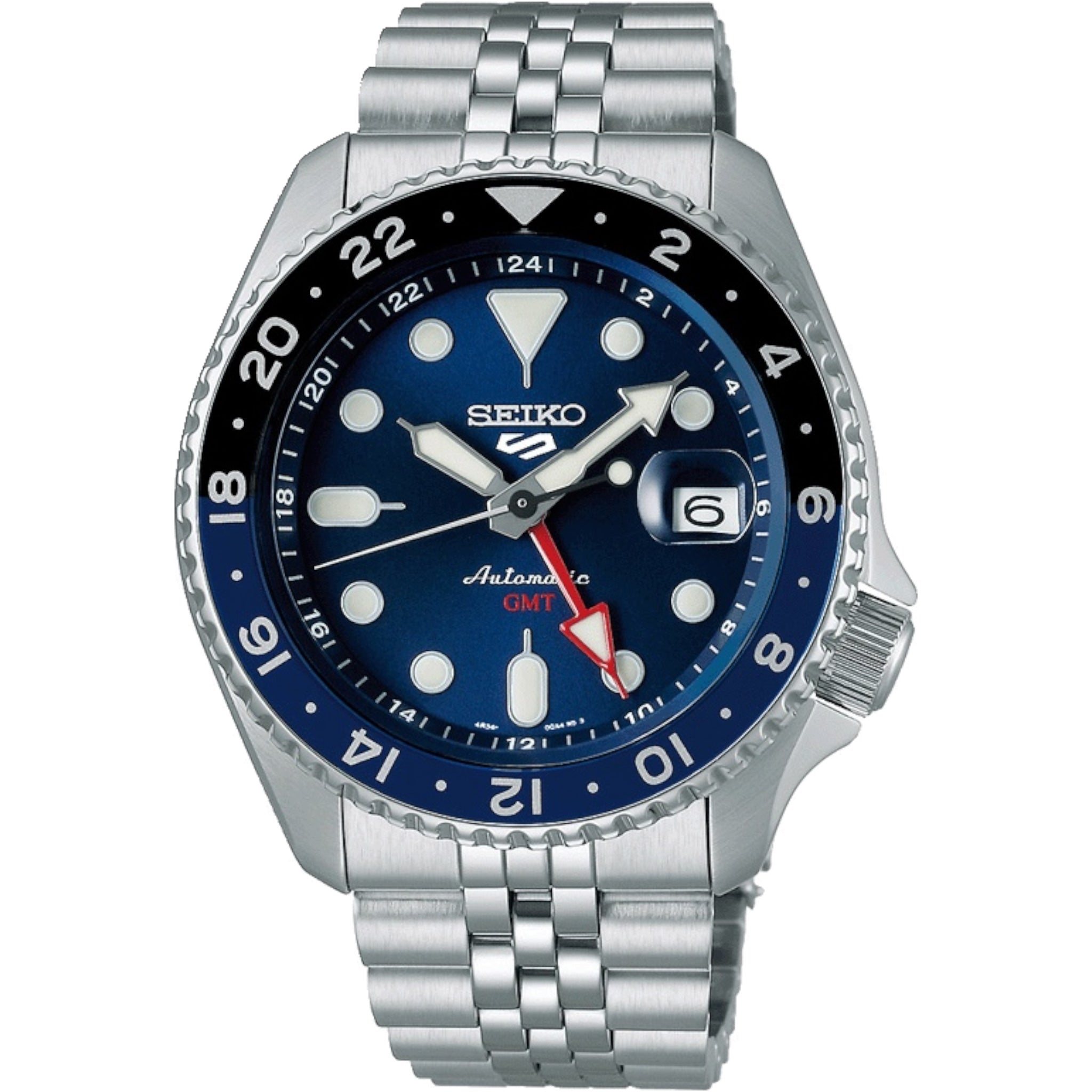 Montre Automatique Homme Seiko 5 Sports GMT SSK003K1 Bleu Bracelet Acier