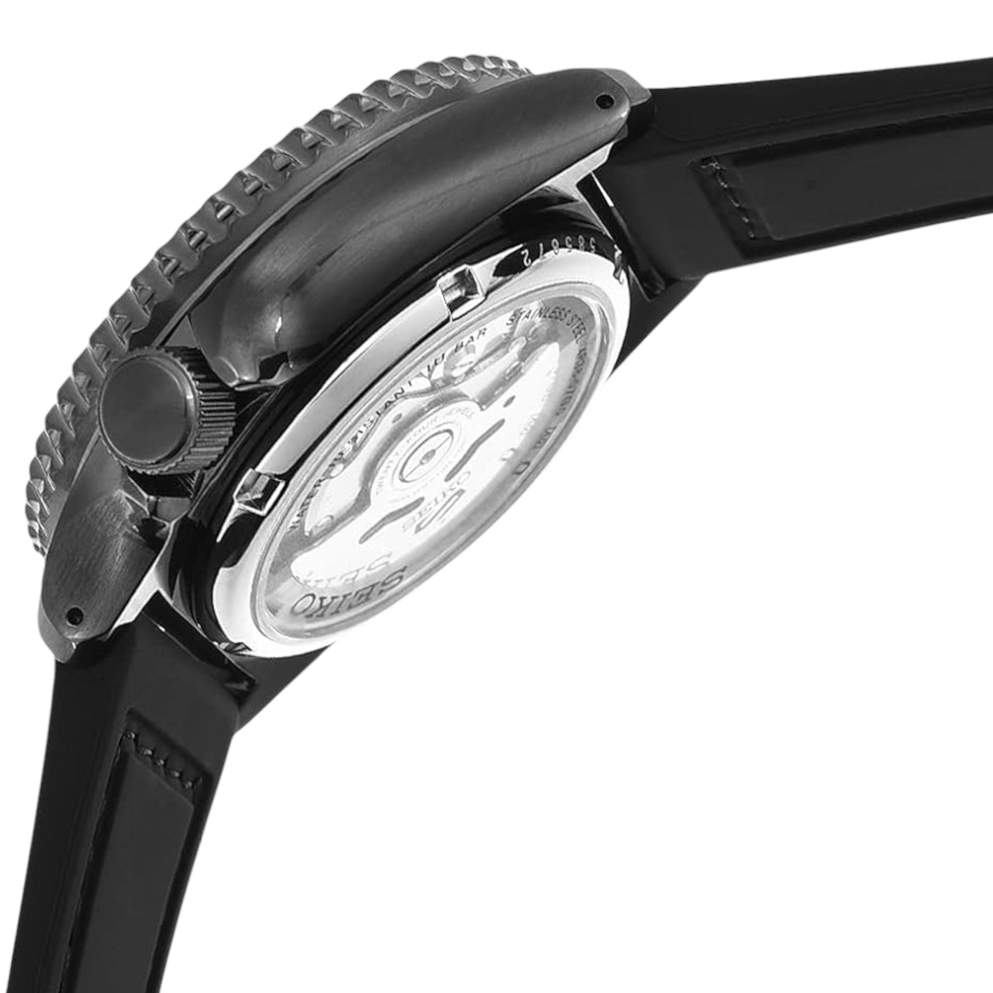 Seiko 5 Sports SRPD65K3 Herren-Automatikuhr mit schwarzem und grauem Silikon- und Lederarmband