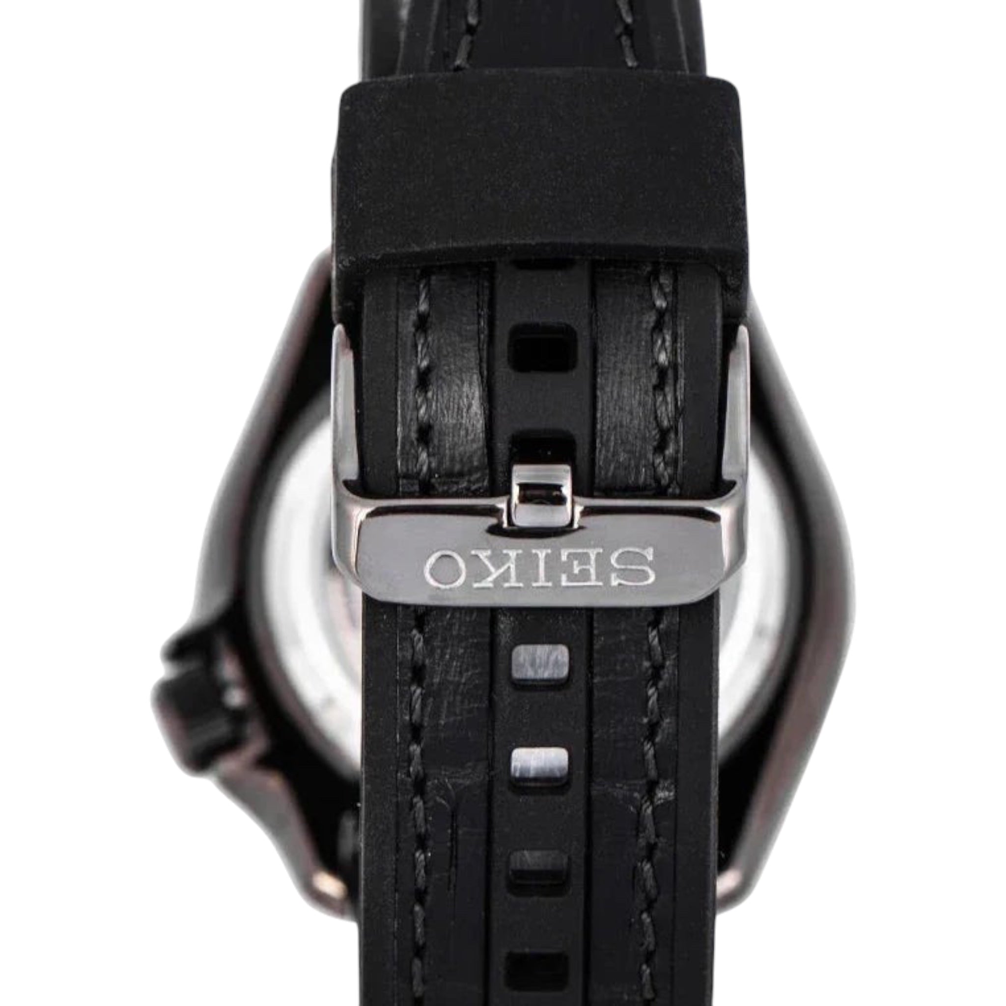 Seiko 5 Sports SRPD65K3 Herren-Automatikuhr mit schwarzem und grauem Silikon- und Lederarmband