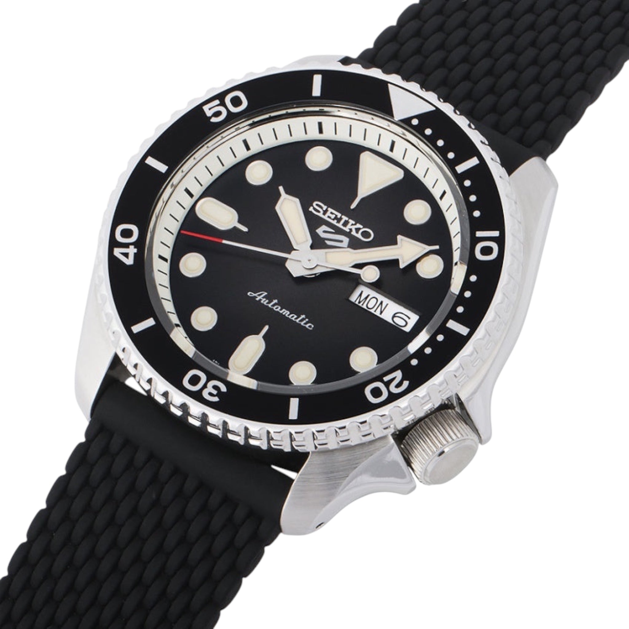 Montre Automatique Homme Seiko 5 Sports SRPD73K2 Suits Noir Bracelet Silicone