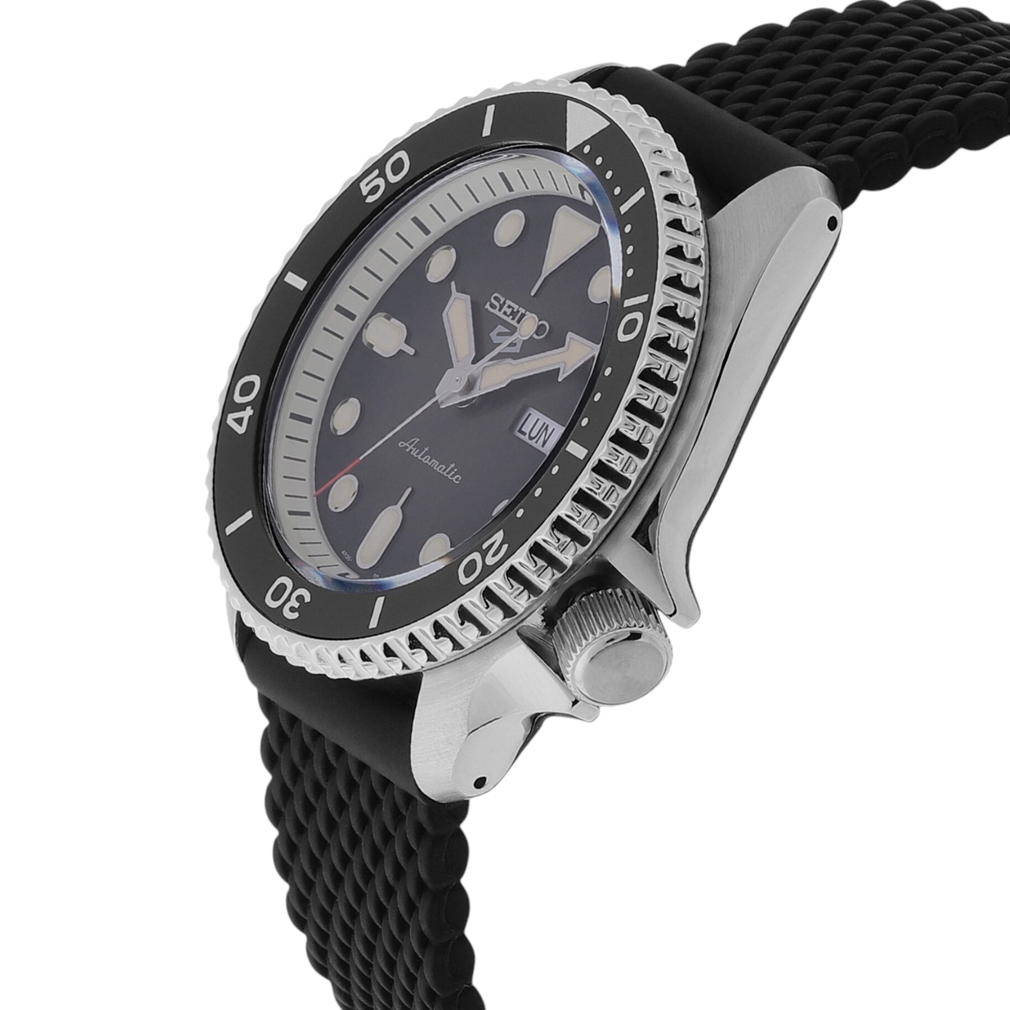 Montre Automatique Homme Seiko 5 Sports SRPD73K2 Suits Noir Bracelet Silicone