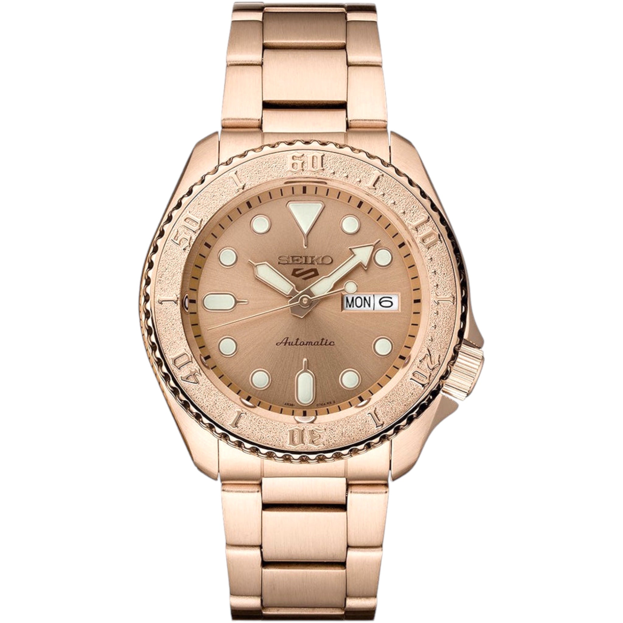 Montre Automatique Homme Seiko 5 Sports SRPE72K1 Or Rose Bracelet Acier