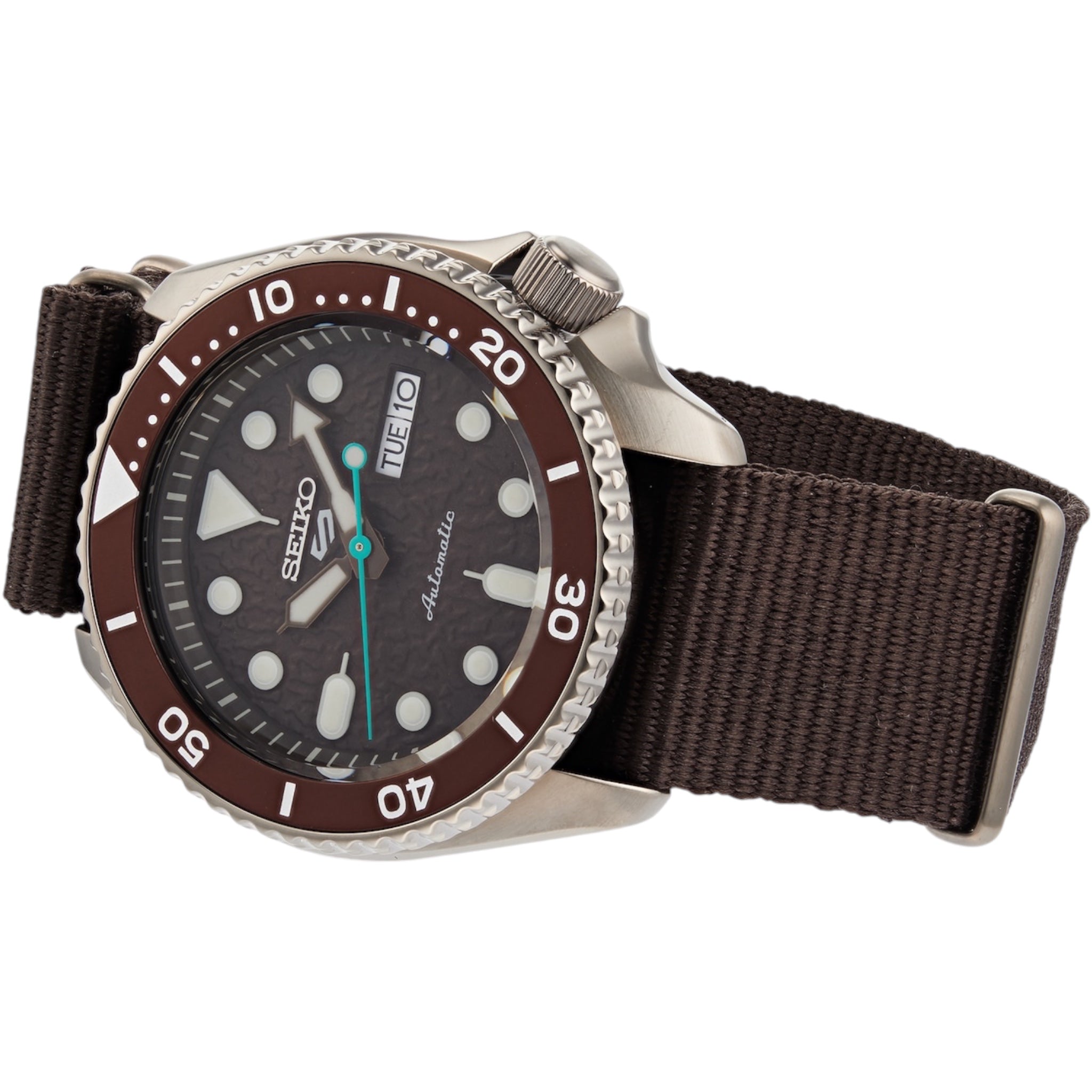 Montre Automatique Homme Seiko 5 Sports SRPD85K1 Sense Marron Bracelet NATO