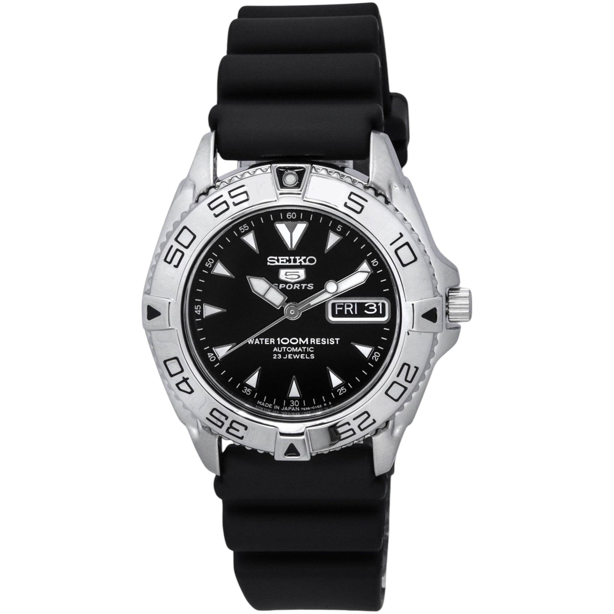Montre Automatique Seiko 5 Sports SNZB33J2 Bracelet Caoutchouc Noir