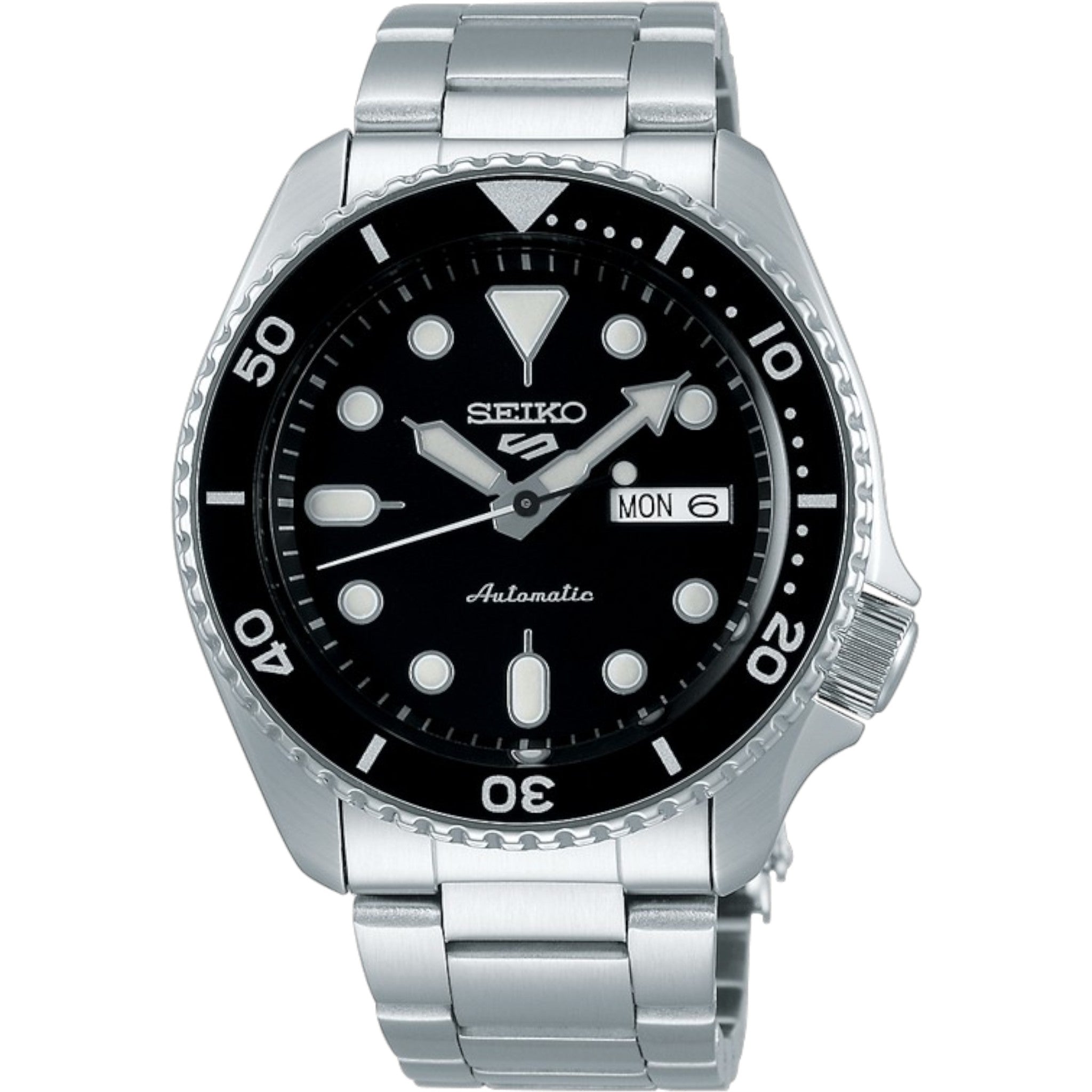Seiko 5 Sports SRPD55K1 Schwarze Herren-Automatikuhr mit Stahlarmband