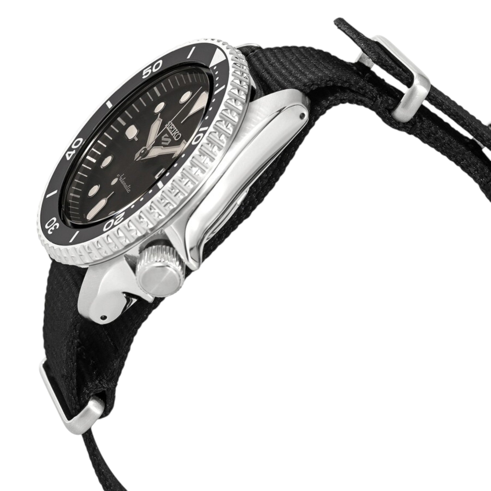 Seiko 5 Sports SRPD55K3 Herren-Automatikuhr mit Nylonarmband, schwarz
