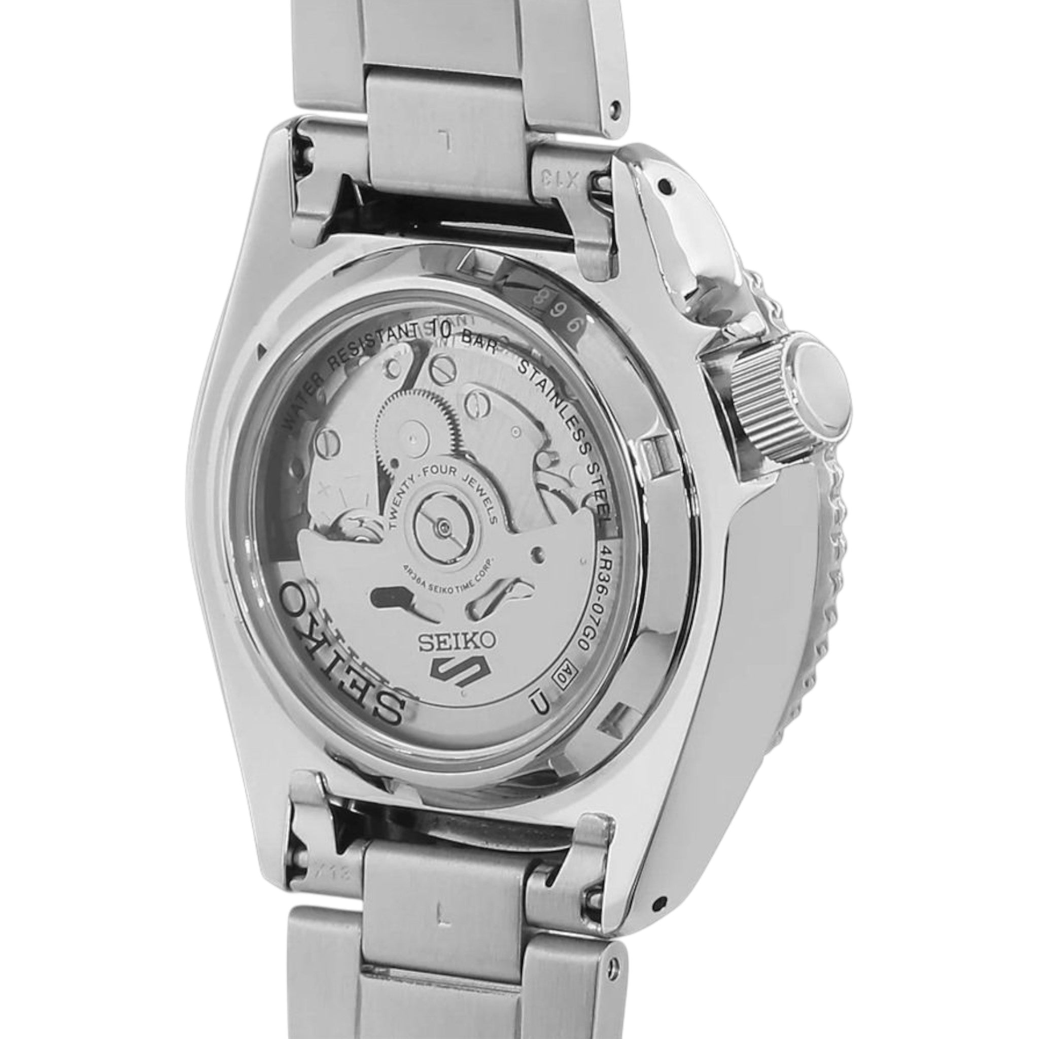 Montre Automatique Homme Seiko 5 Sports SRPD57K1 Noir Doré Bracelet Acier