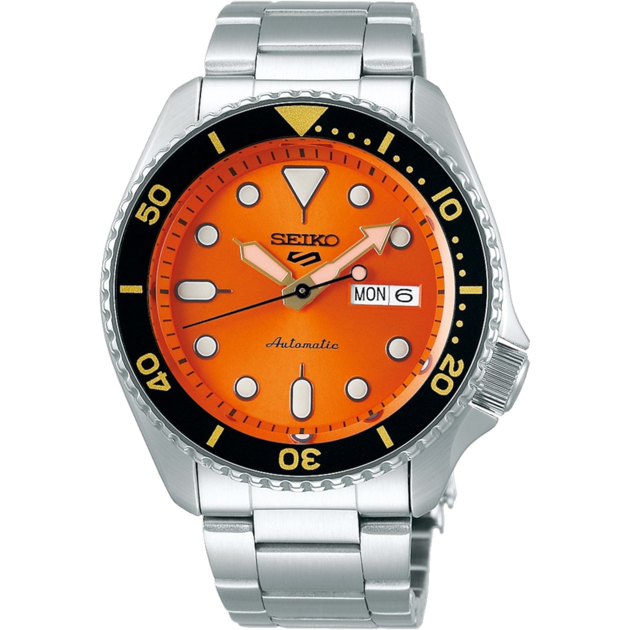 Seiko 5 Sports SRPD59K1 Orange Herren-Automatikuhr mit Stahlarmband