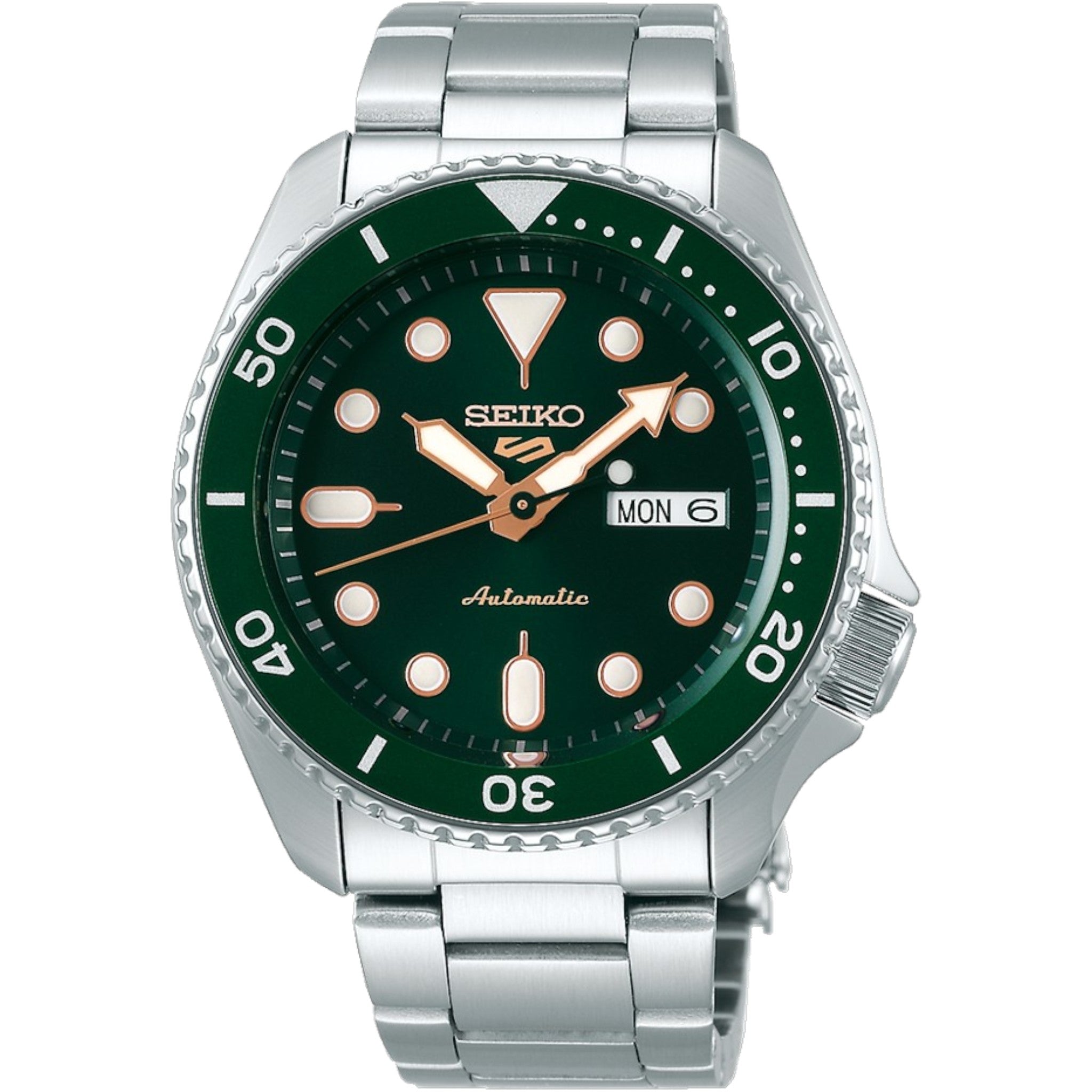 Seiko 5 Sports SRPD63K1 Herren-Automatikuhr mit Stahlarmband, tiefgrün