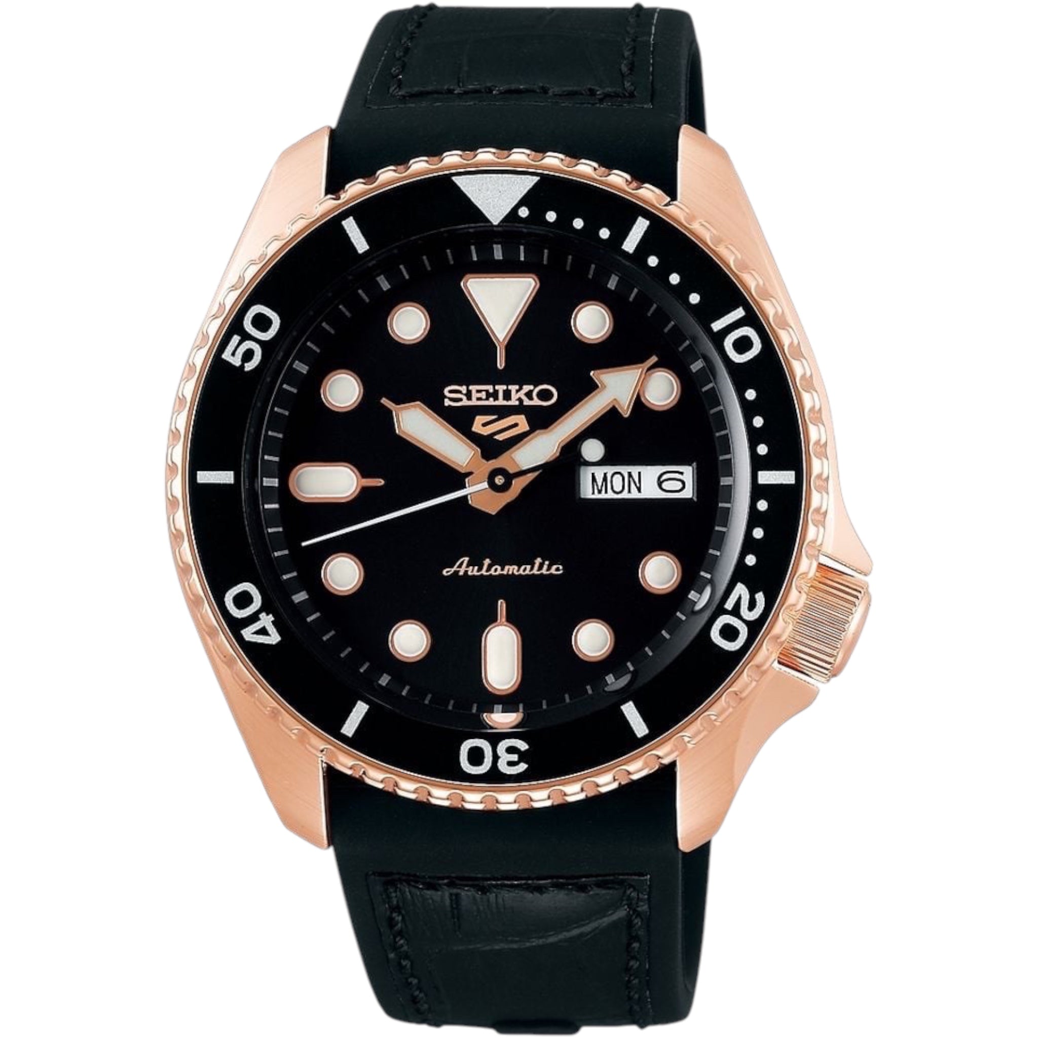 Montre Automatique Homme Seiko 5 Sports SRPD76K1 Specialist Noir Bracelet Silicone et Cuir Noir