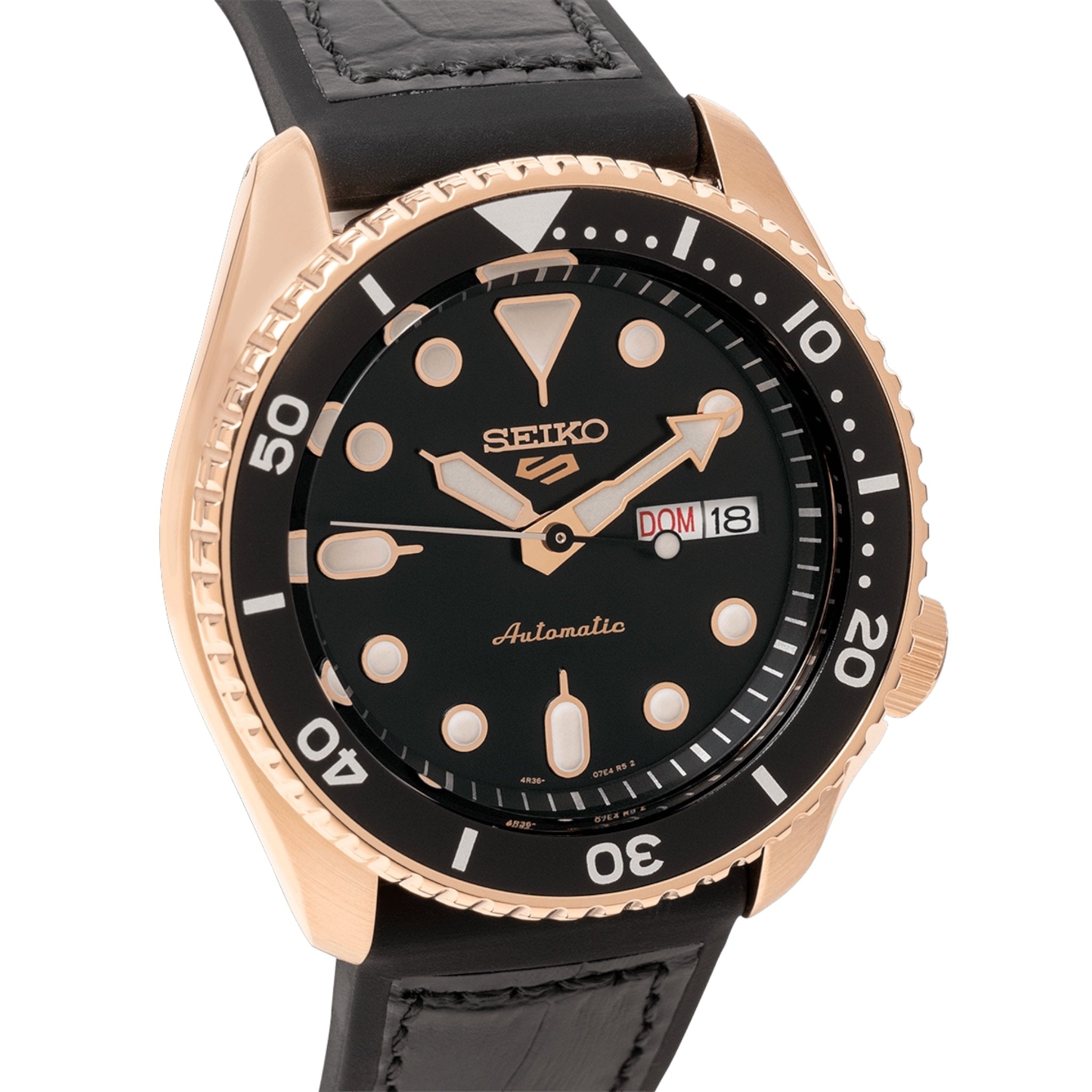 Montre Automatique Homme Seiko 5 Sports SRPD76K1 Specialist Noir Bracelet Silicone et Cuir Noir