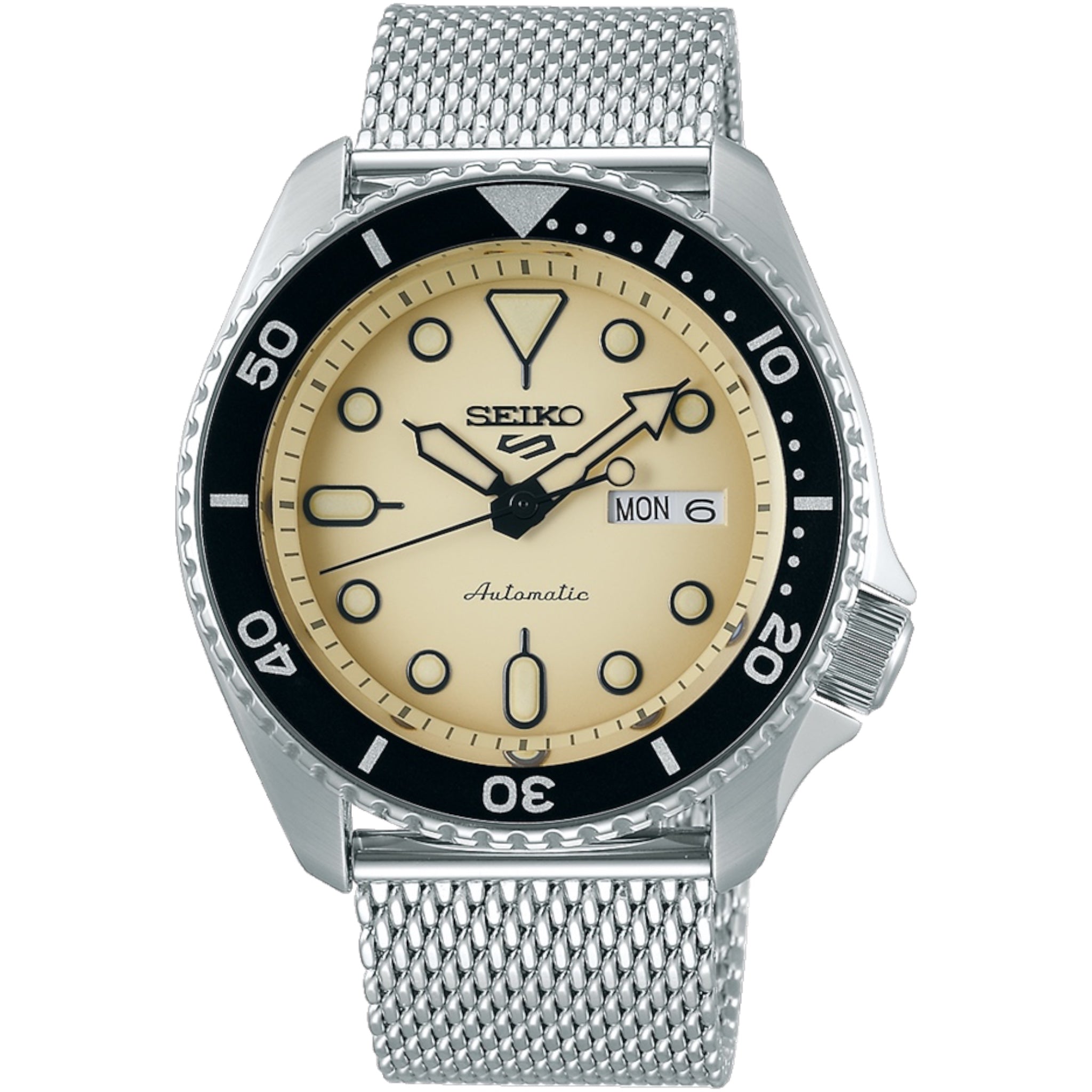 Montre Automatique Homme Seiko 5 Sports SRPD67K1 Suits Beige Bracelet Maille Acier