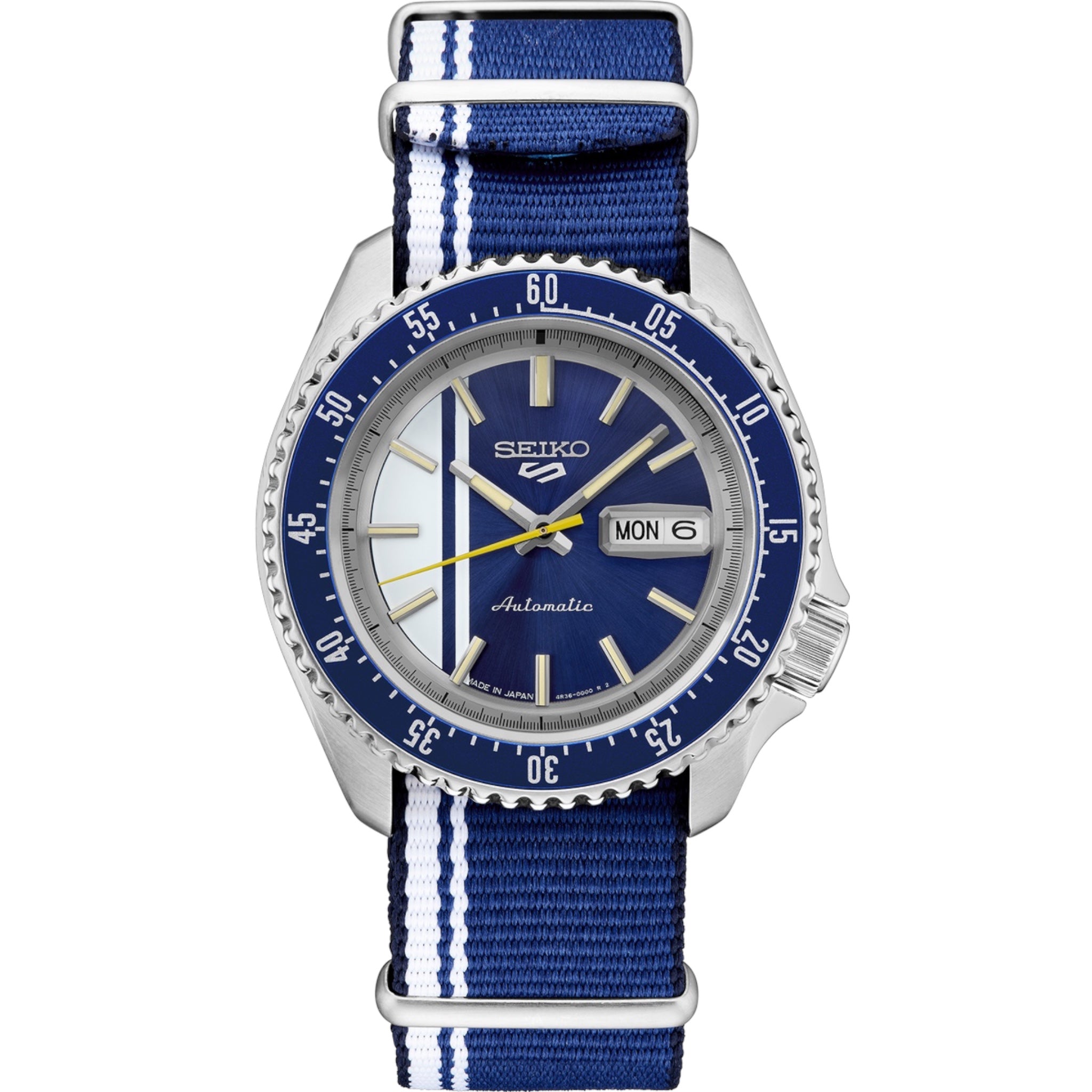 Montre Automatique Homme Seiko 5 Sports SRPK69 U.S. Special Creation Vintage Race Cars Bleu