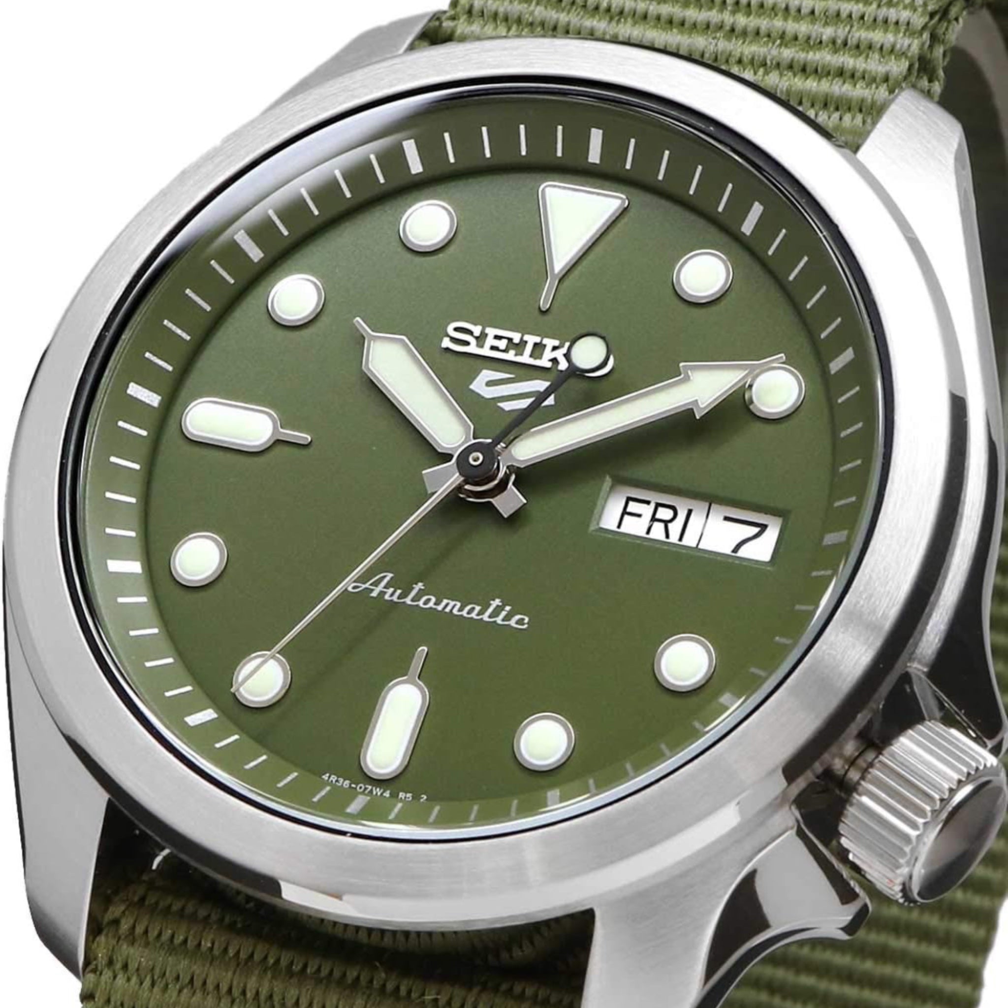 Montre Automatique Homme Seiko 5 Sports SRPE65K1 Vert Bracelet Nylon
