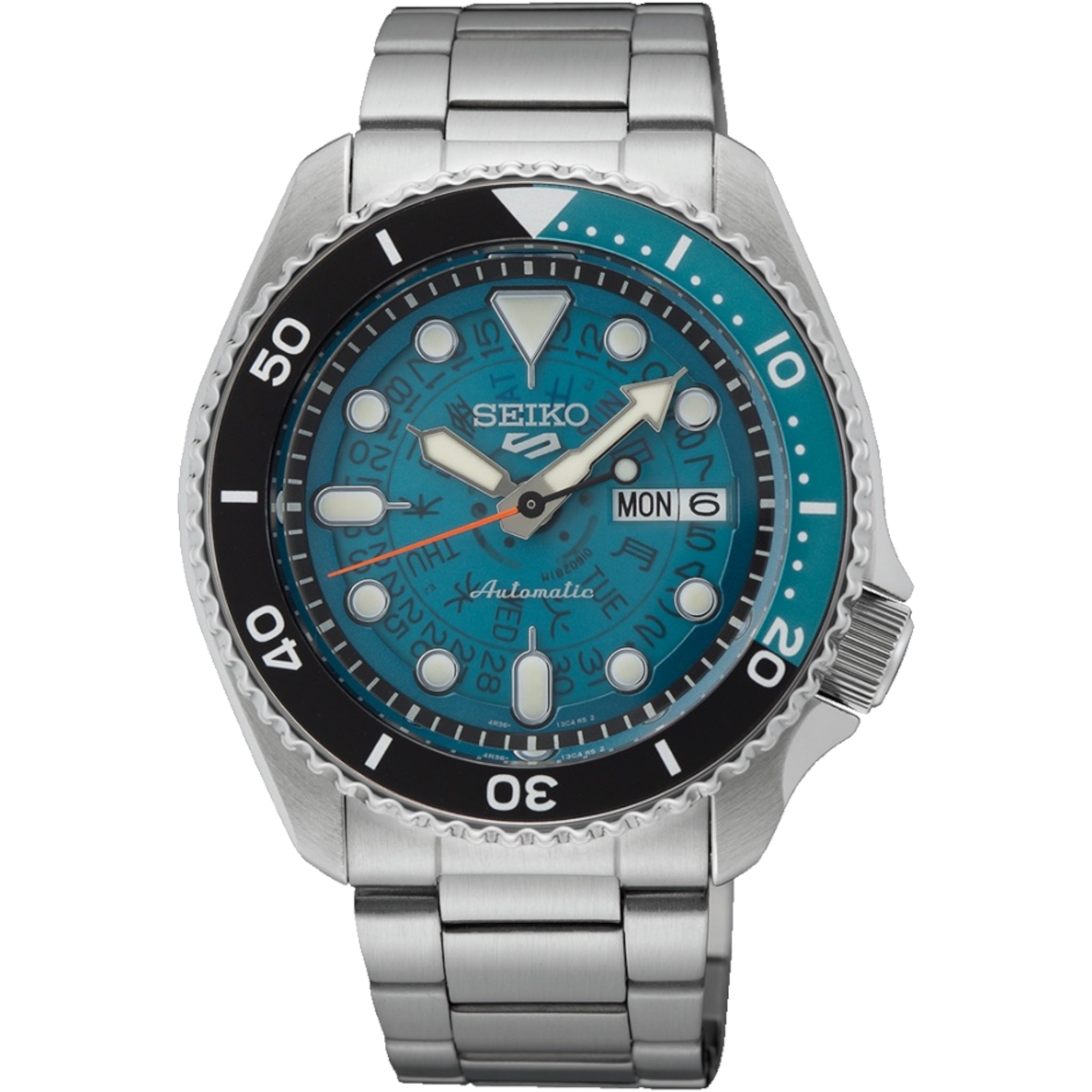 Montre Automatique Homme Seiko 5 Sports SRPJ45K1 Noir Bleu Cadran Transparent