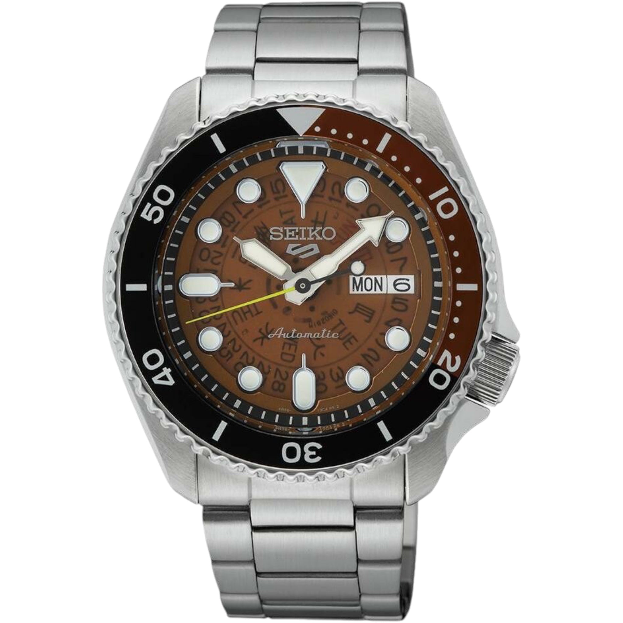 Montre Automatique Homme Seiko 5 Sports SRPJ47K1 Noir Orange Cadran Transparent