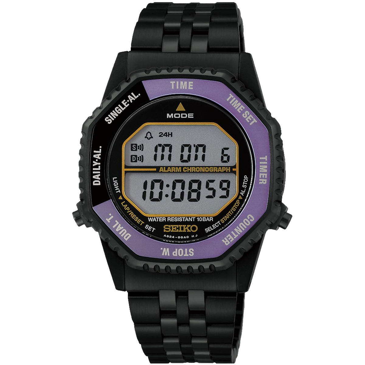 Seiko Sports Rotocall Herrenuhr HFL001P1 Digital Limited Edition 145. Jubiläum Schwarz Lila