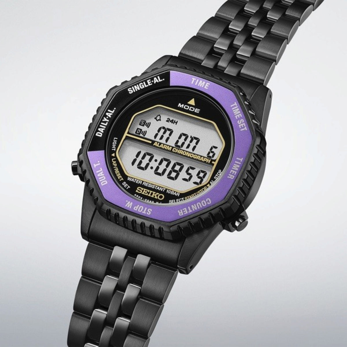 Seiko Sports Rotocall Herrenuhr HFL001P1 Digital Limited Edition 145. Jubiläum Schwarz Lila
