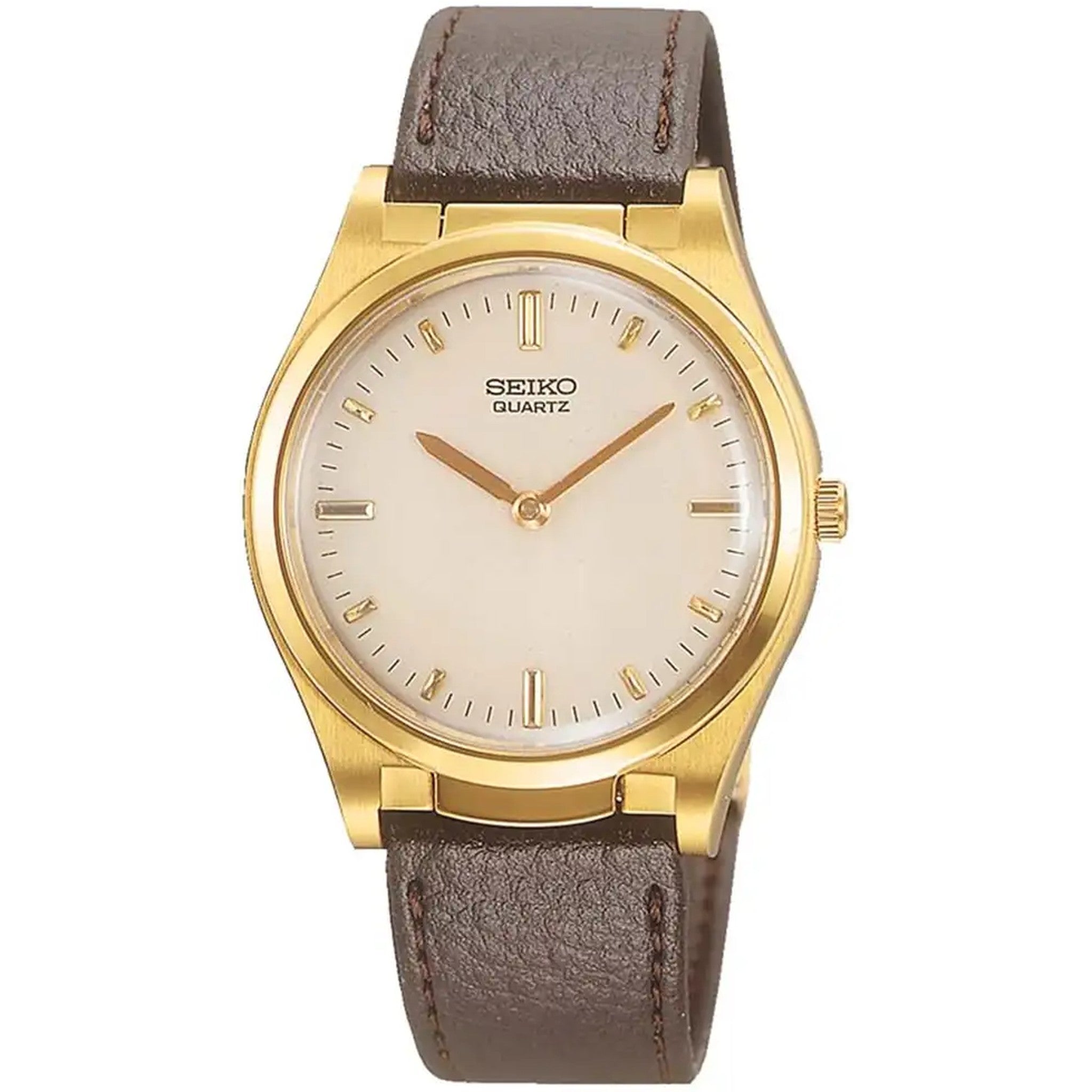Seiko Braille Men's Watch S23158J5 Gold Brown Leather