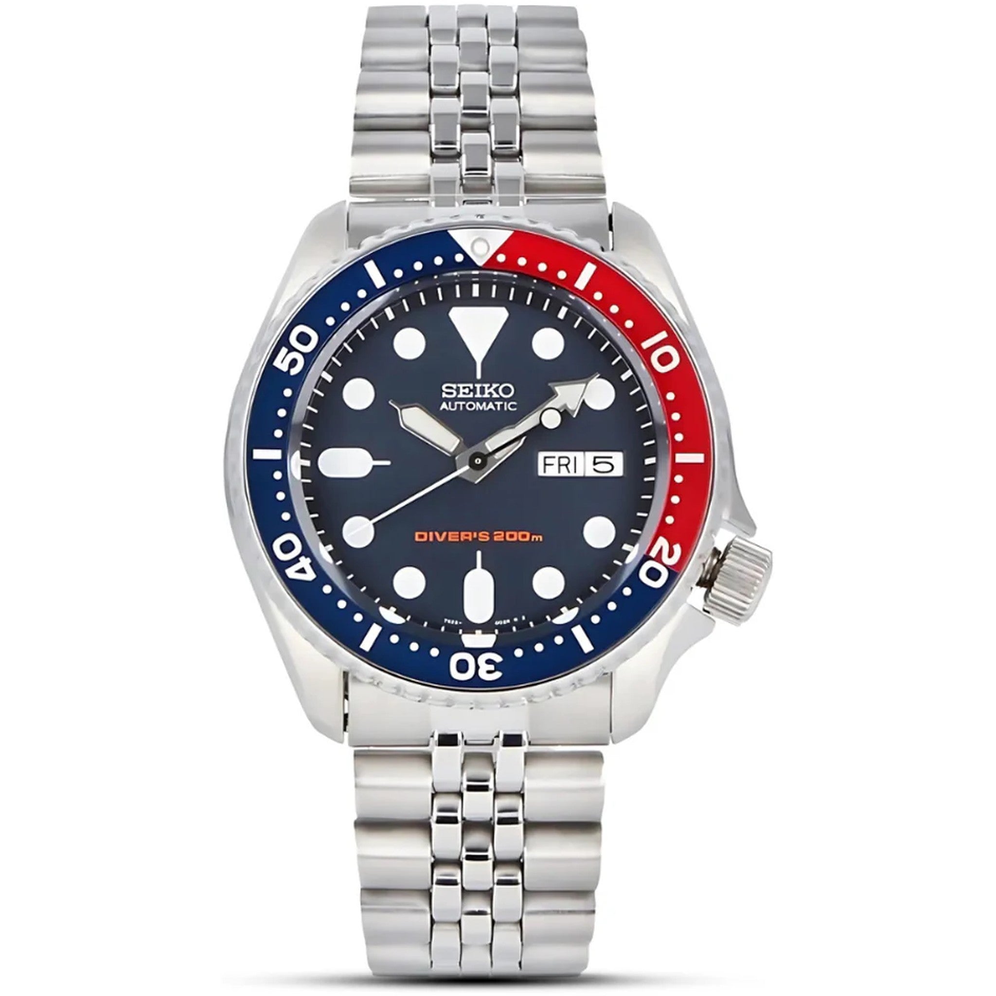 Seiko Automatic Men's Watch SKX009K2 Blue Red Jubilee Bracelet