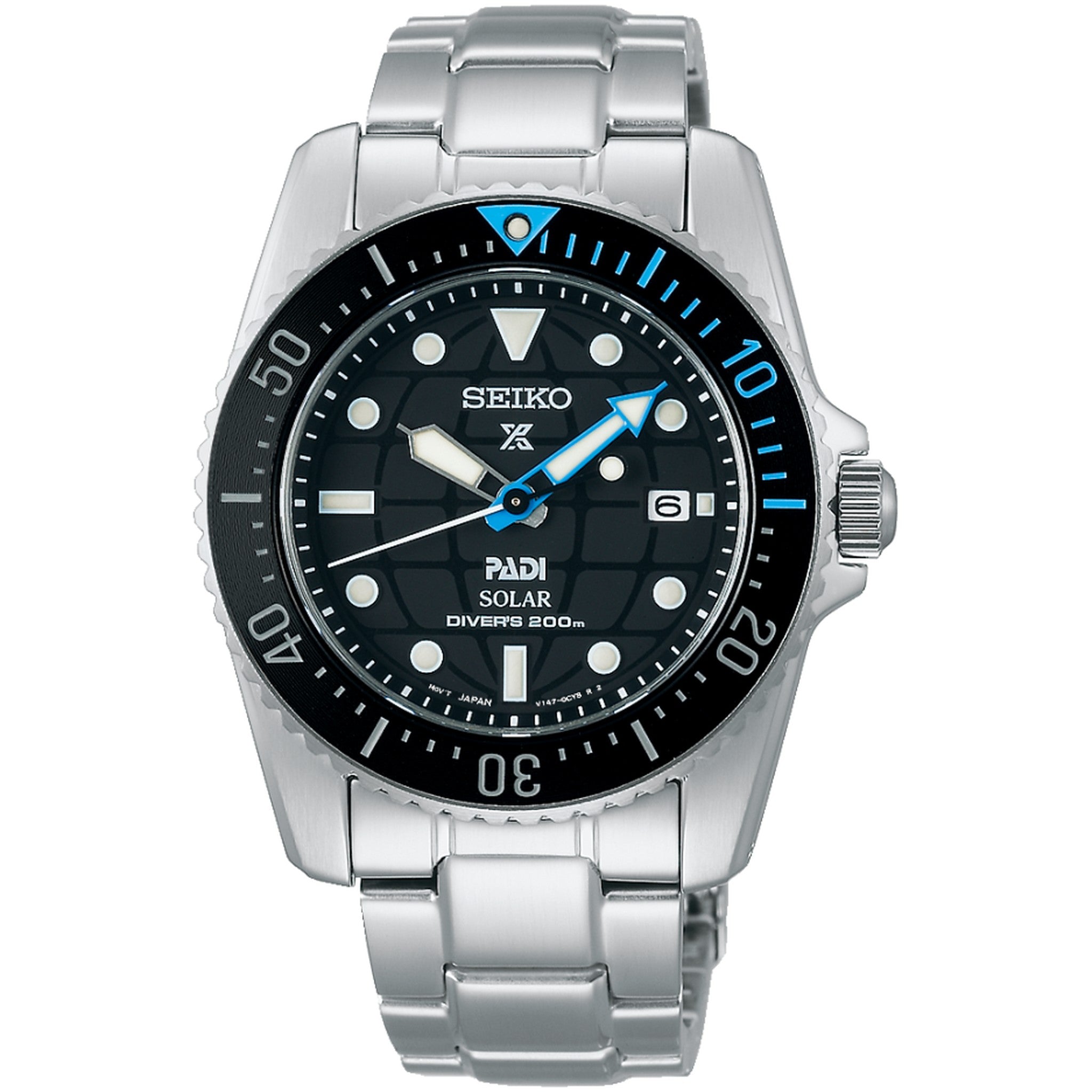 Seiko Men's Prospex PADI Solar SNE575P1 Black Blue Watch
