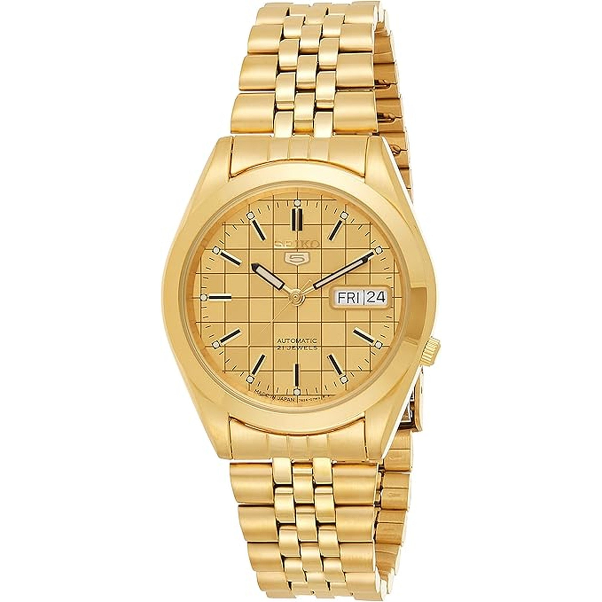 Seiko 5 Men's Automatic Watch SNKC08J1 Gold Checkered