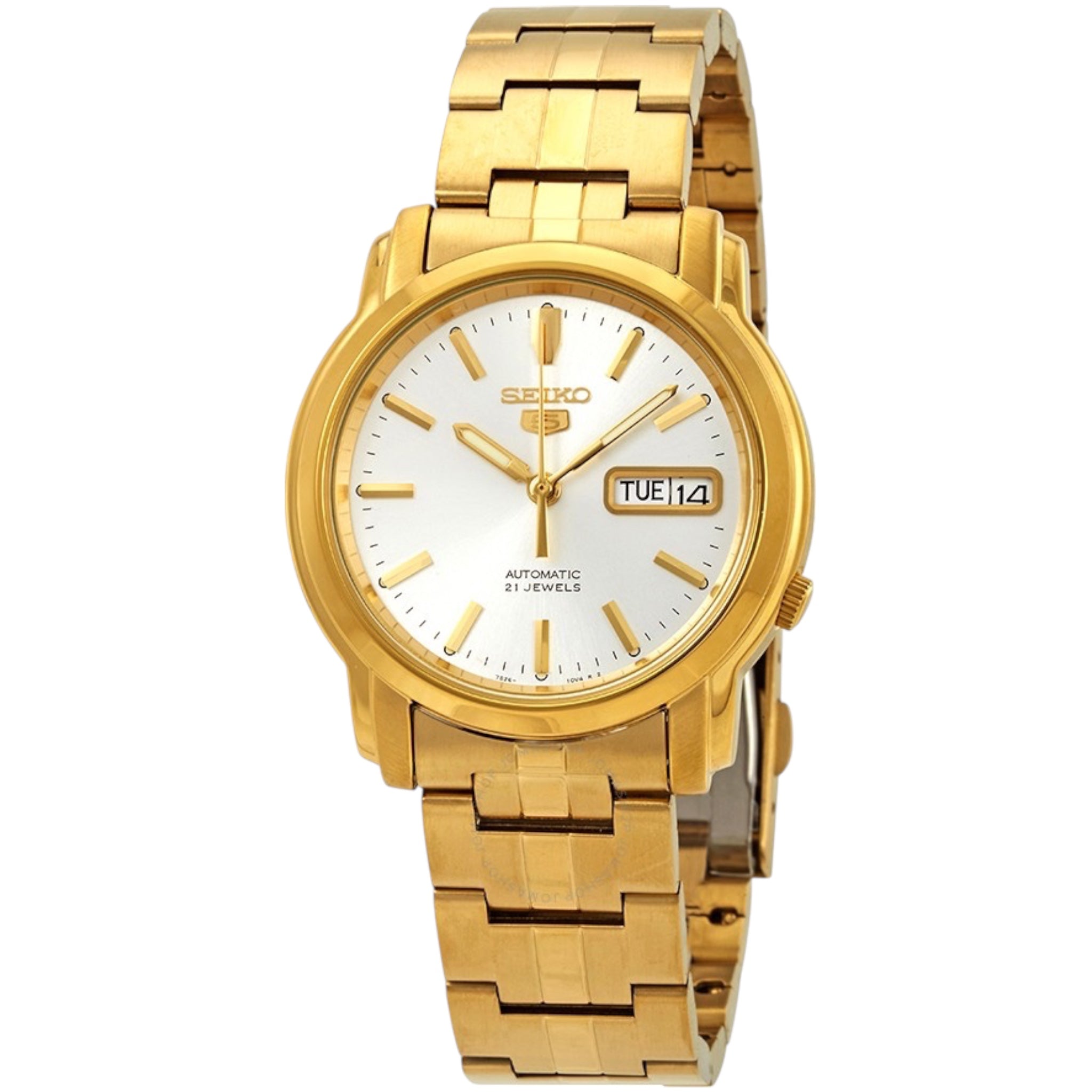 Seiko 5 SNKK74K1 Herren-Automatikuhr in Silber und Gold
